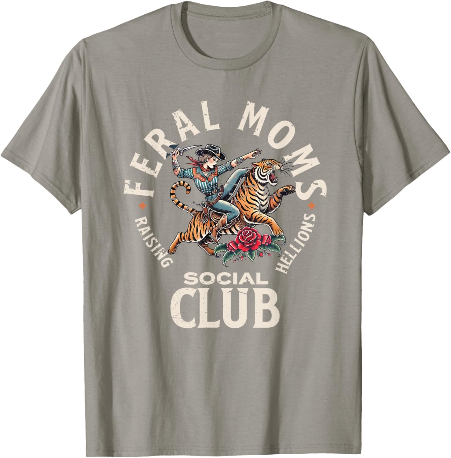 Retro Funny Feral Moms Social Club T-Shirt for Sarcastic Mothers - 4