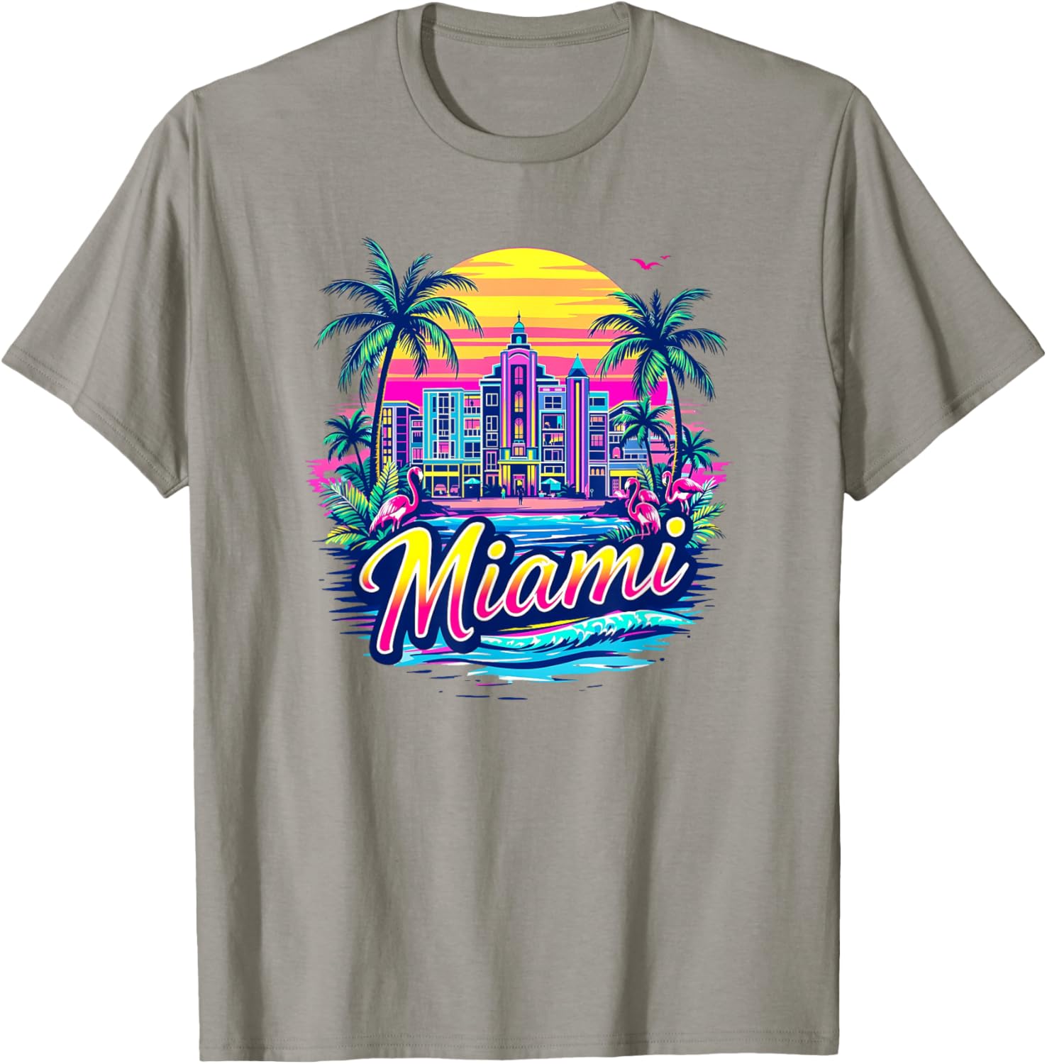 Vintage Miami Florida Cityscape Retro T-Shirt for Stylish Souvenir Lovers - 2