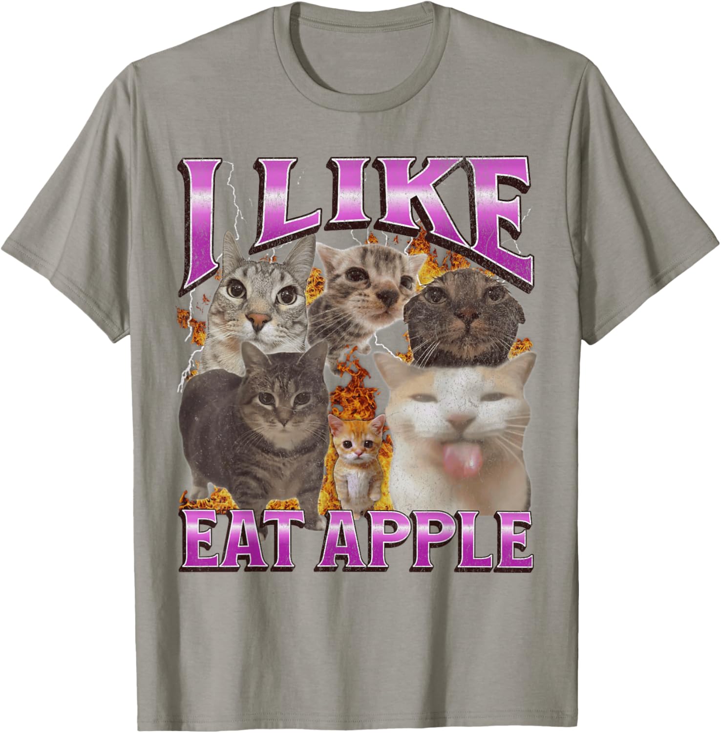 Funny Cat Meme Graphic T-Shirt I Like Eat Apples for Men and Women - 20
