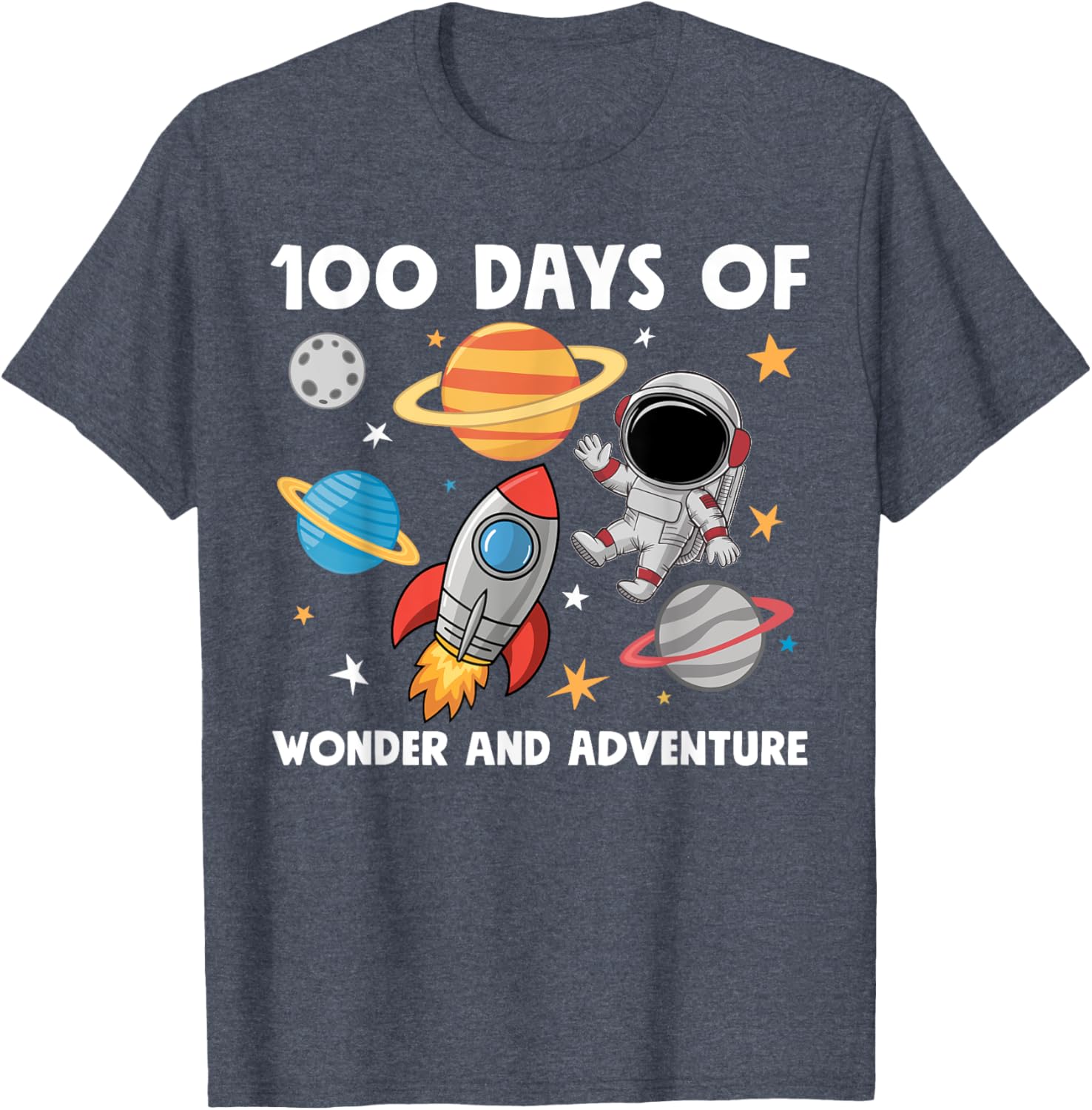 100 Days of School Astronaut T-Shirt for Boys Kids Space Theme Fun - 7