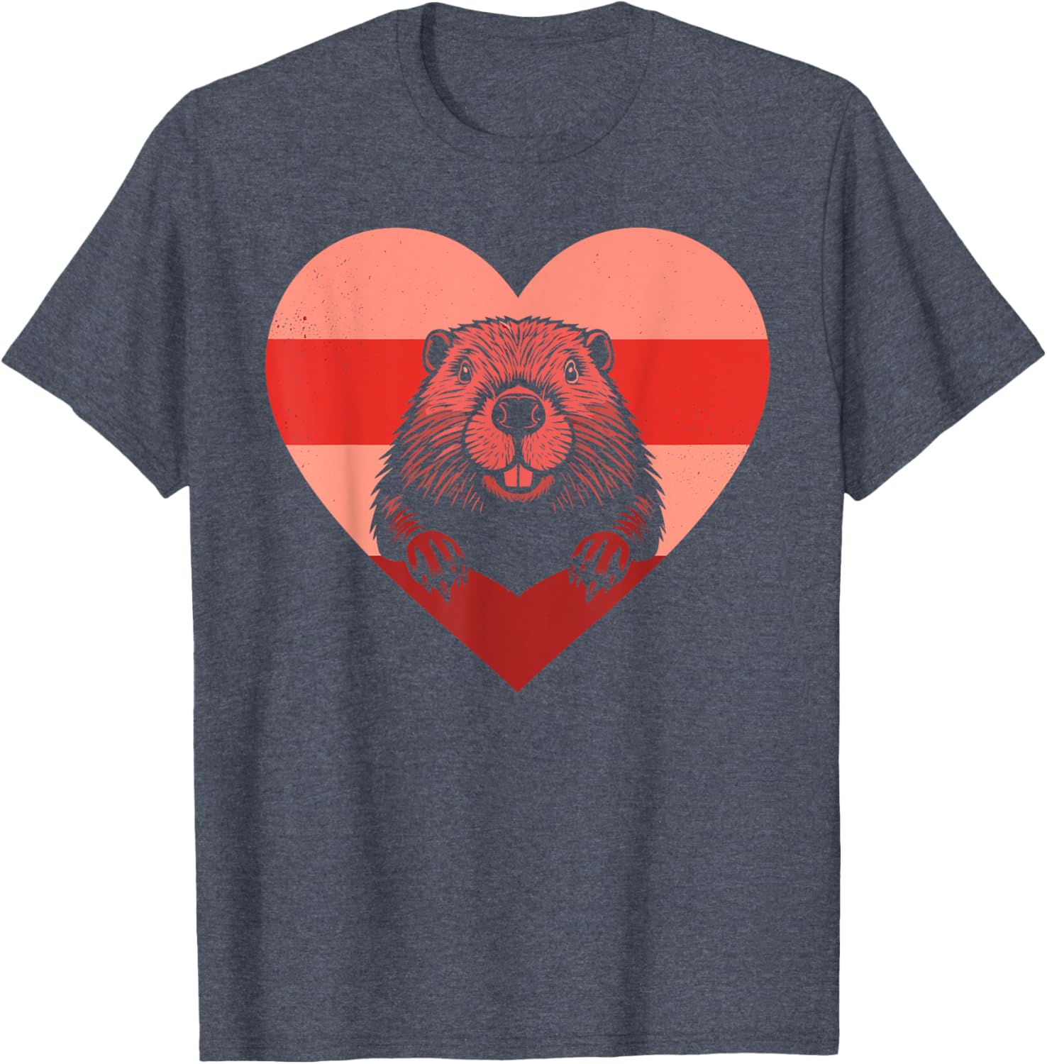 Retro Heart Beaver Vintage Valentine T-Shirt for Everyone - Fun Gift Idea - 1