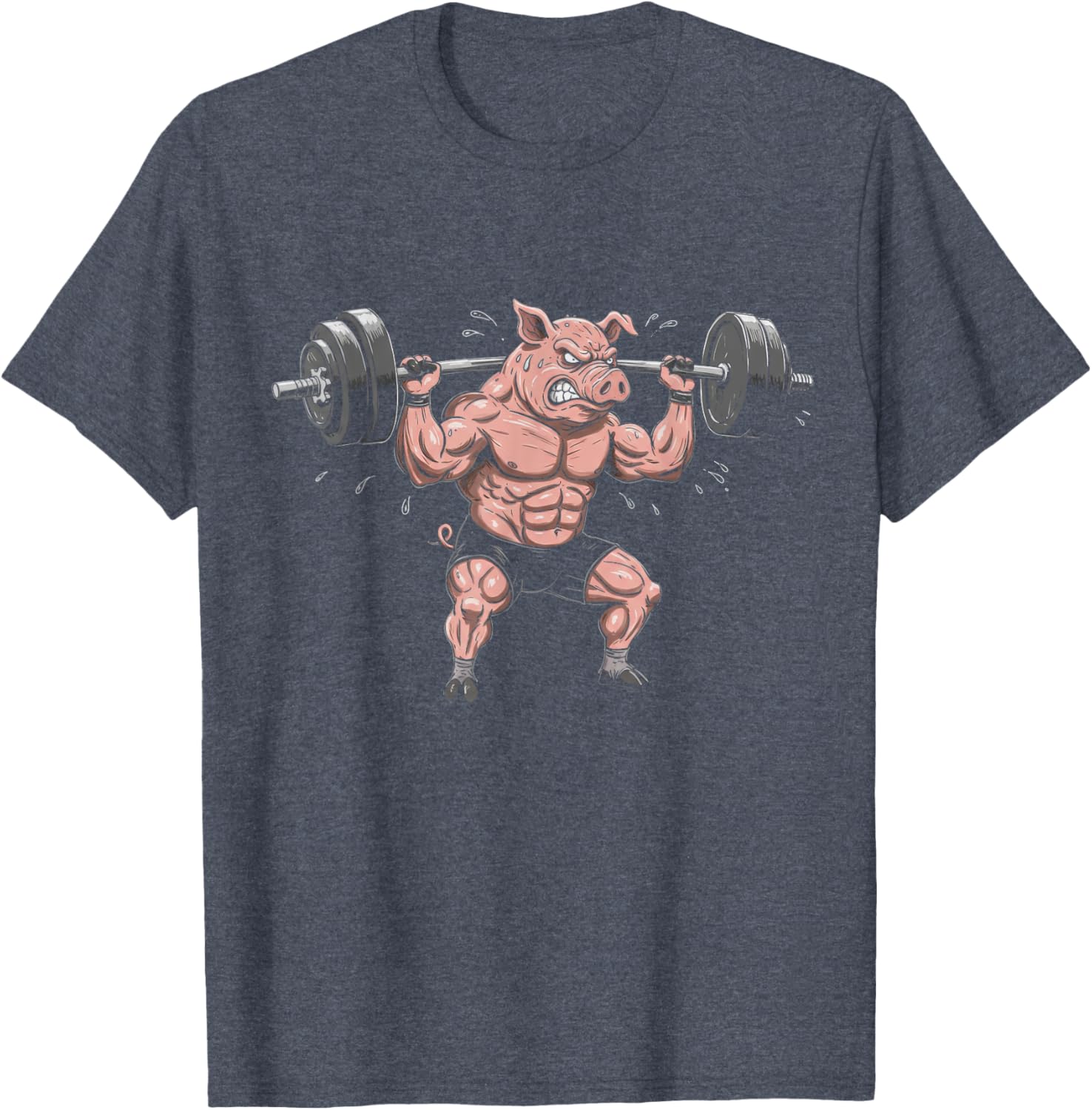 Funny Muscular Pig Lifting Barbell Gym T-Shirt for Workout Lovers - 5
