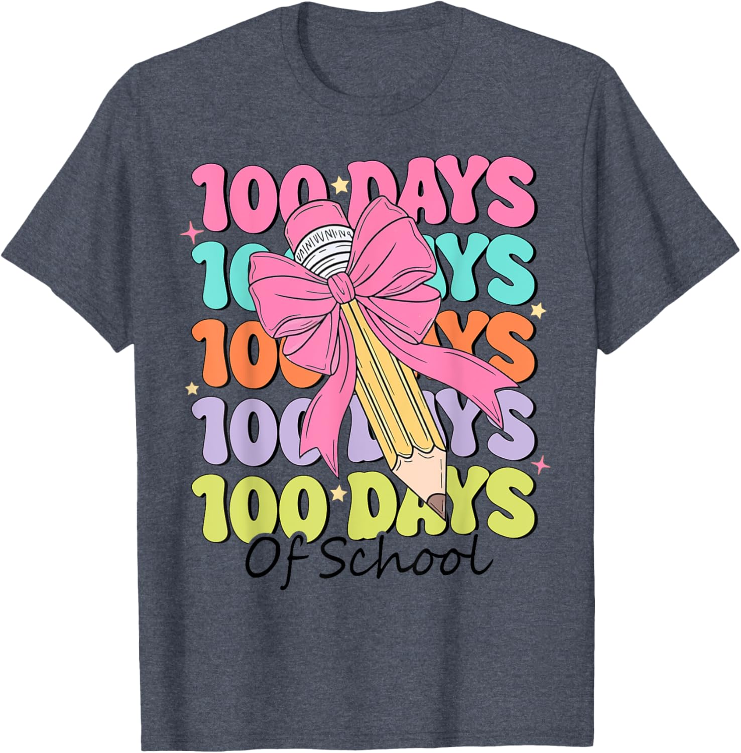 100 Days of School Teacher Coquette Bow T-Shirt for Fun Classroom Celebrations - 10