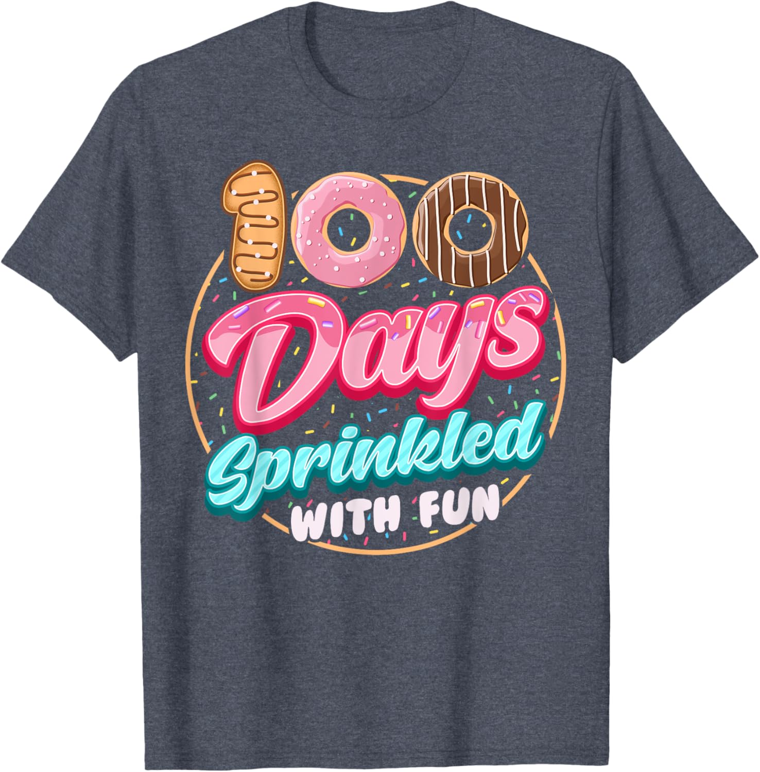 100 Days of Fun Donuts Girls T-Shirt for 100th Day of School Celebration - 1