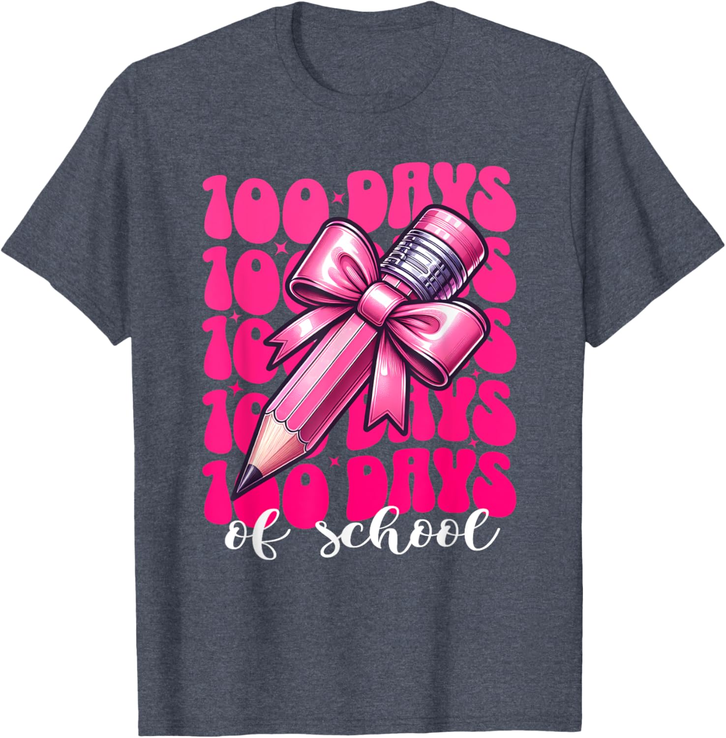 100th Day of School Girls Coquette Bow T-Shirt for Fun Celebration - 8