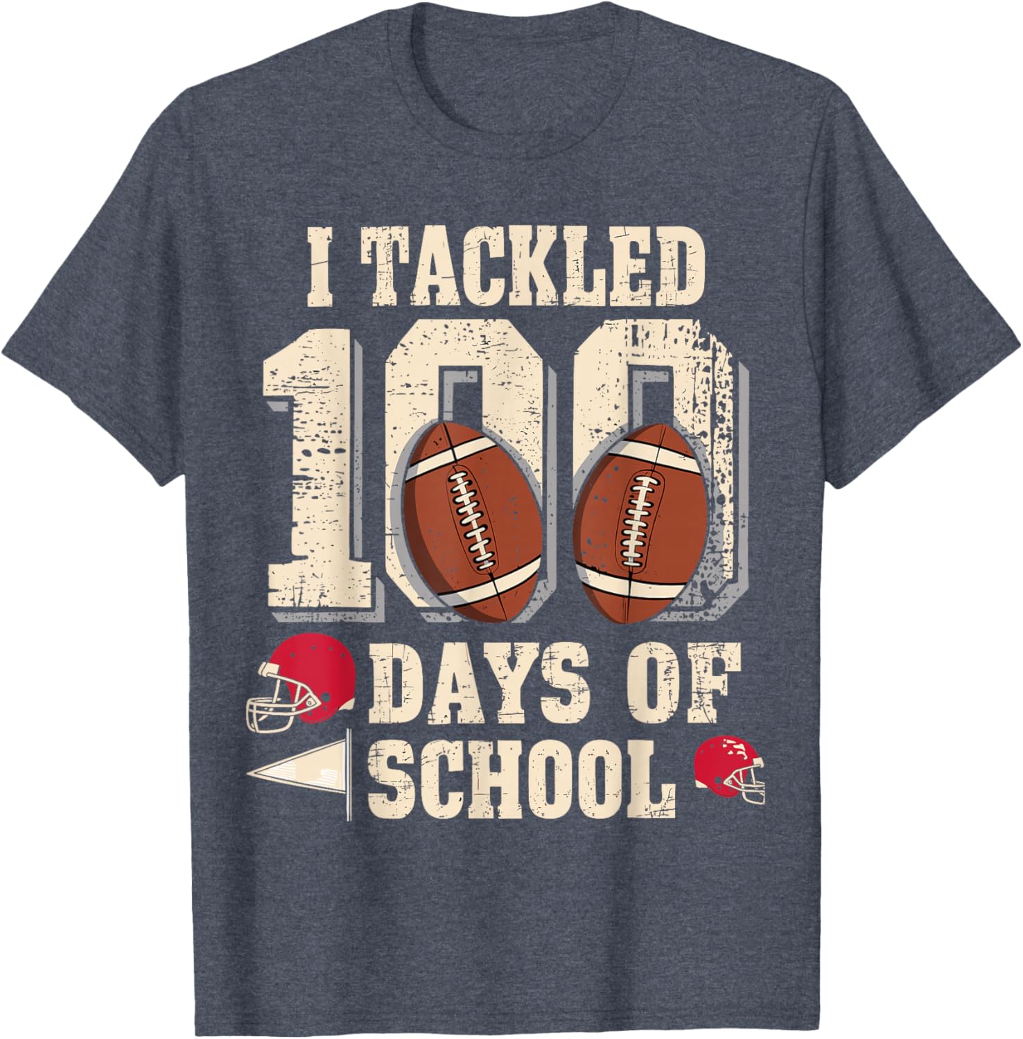 100 Days of School Boys Football T-Shirt for 100th Day Celebration - 2