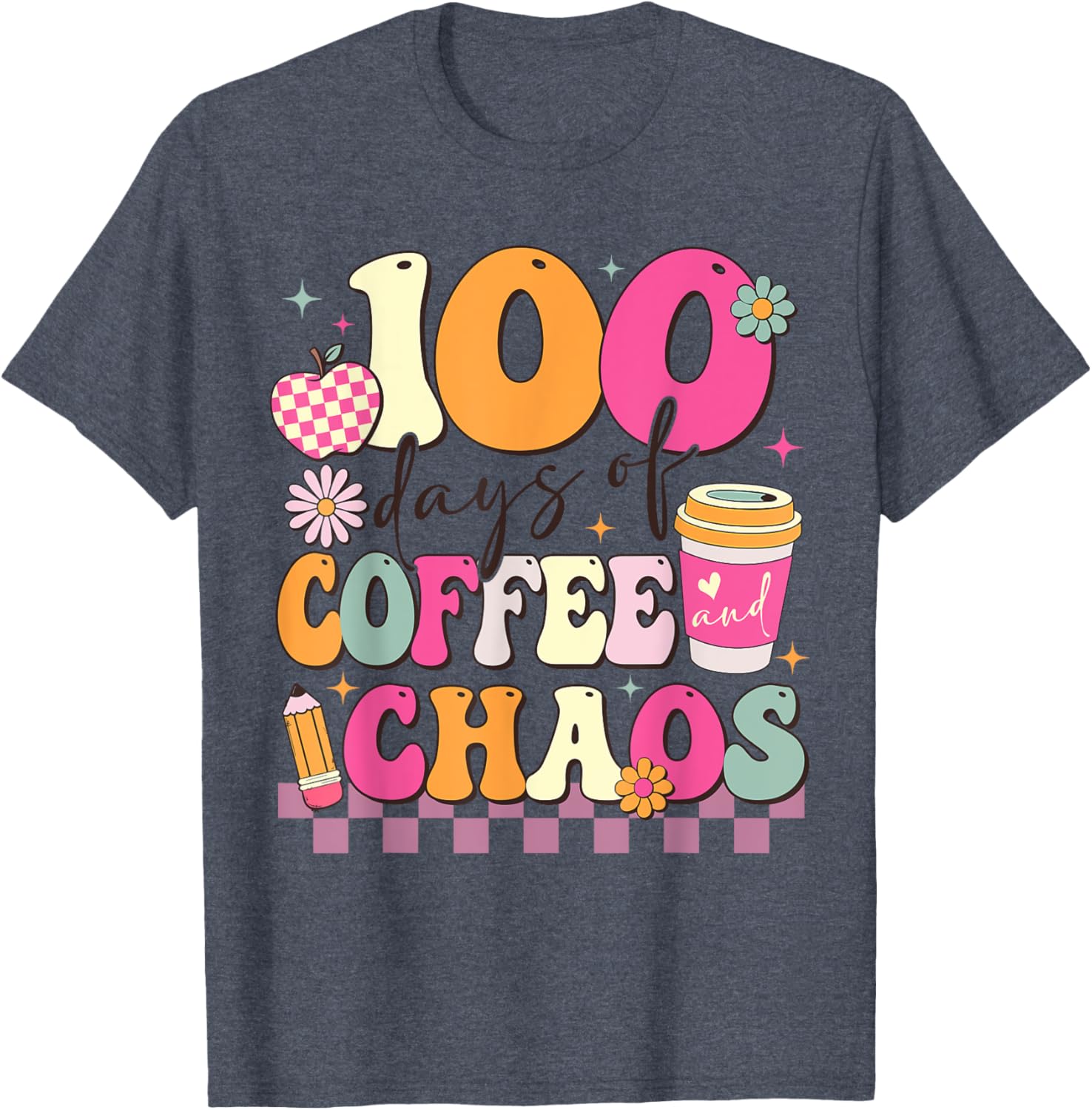 100 Days of Coffee and Chaos 100th Day School T-Shirt for Kids - 9