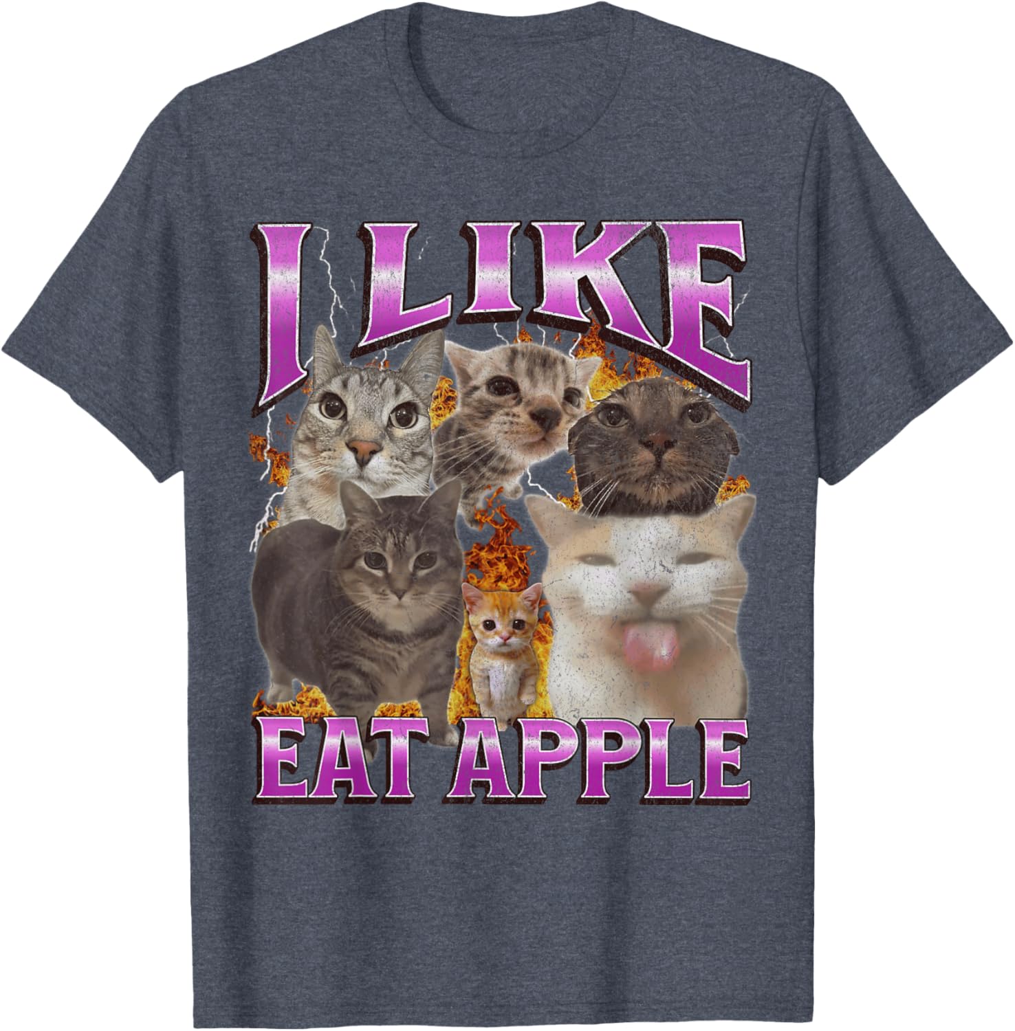 Funny Cat Meme Graphic T-Shirt I Like Eat Apples for Men and Women - 3