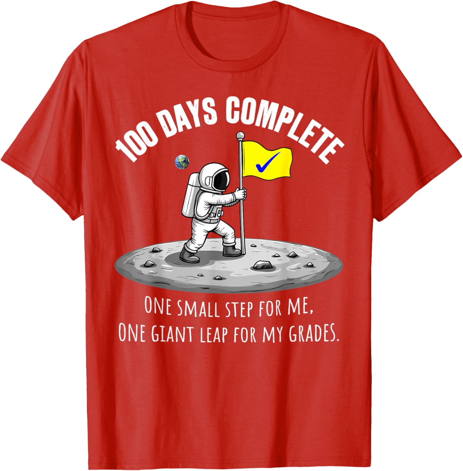 100th Day of School Astronaut on Moon T-Shirt for Kids Fun Celebration - 1