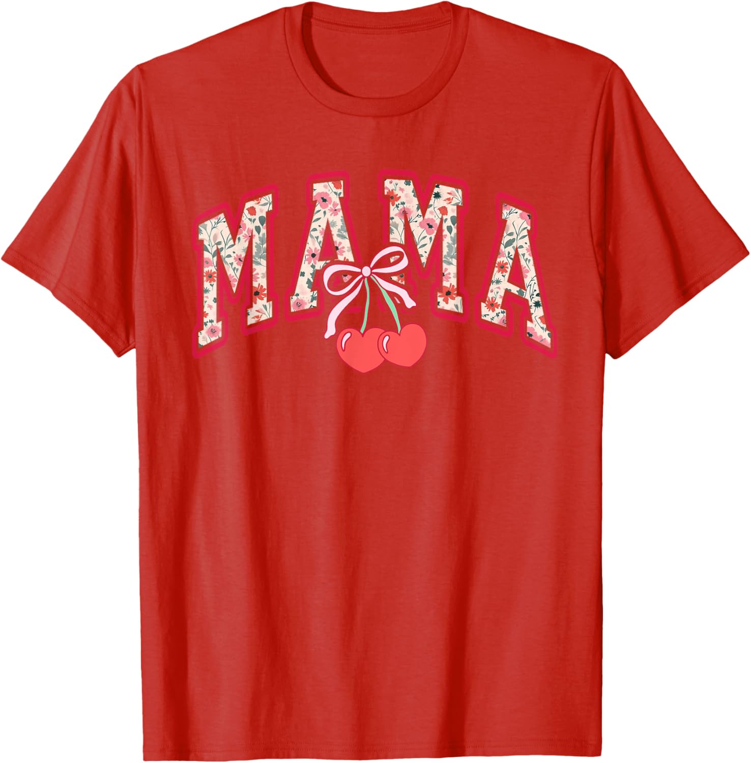 Cute Mama Cherry Bow T-Shirt for Happy Mother's Day Gift for Moms - 12