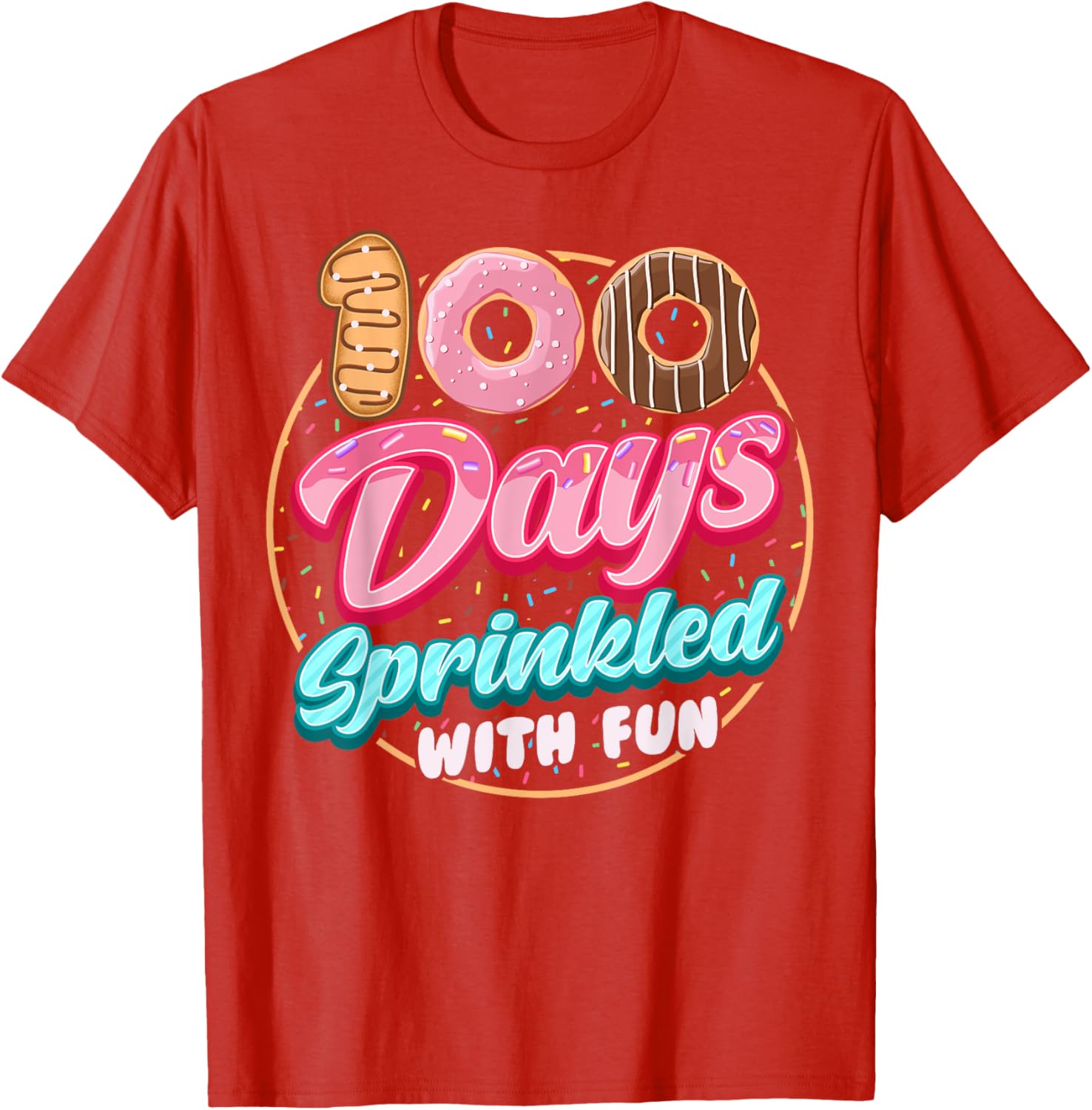 100 Days of Fun Donuts Girls T-Shirt for 100th Day of School Celebration - 21
