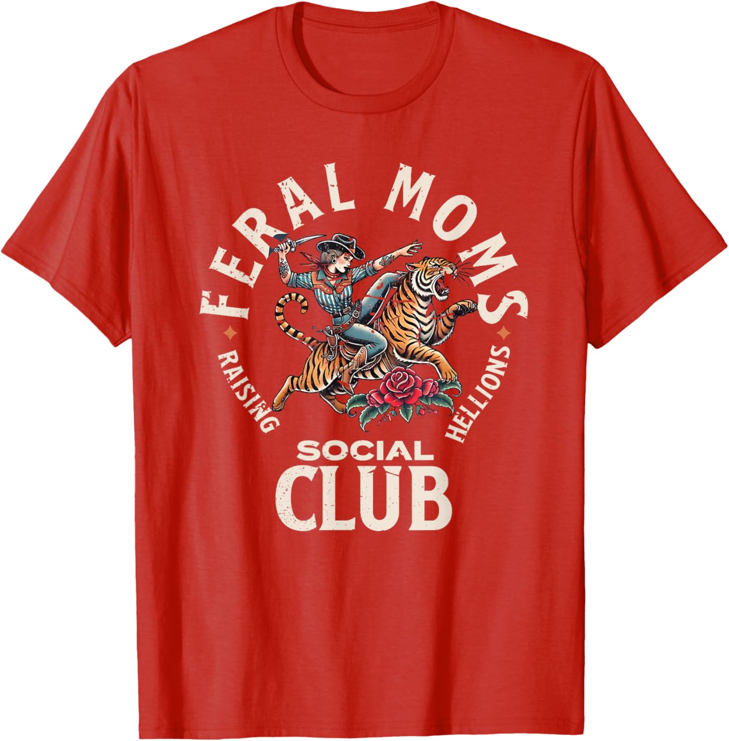 Retro Funny Feral Moms Social Club T-Shirt for Sarcastic Mothers - 17