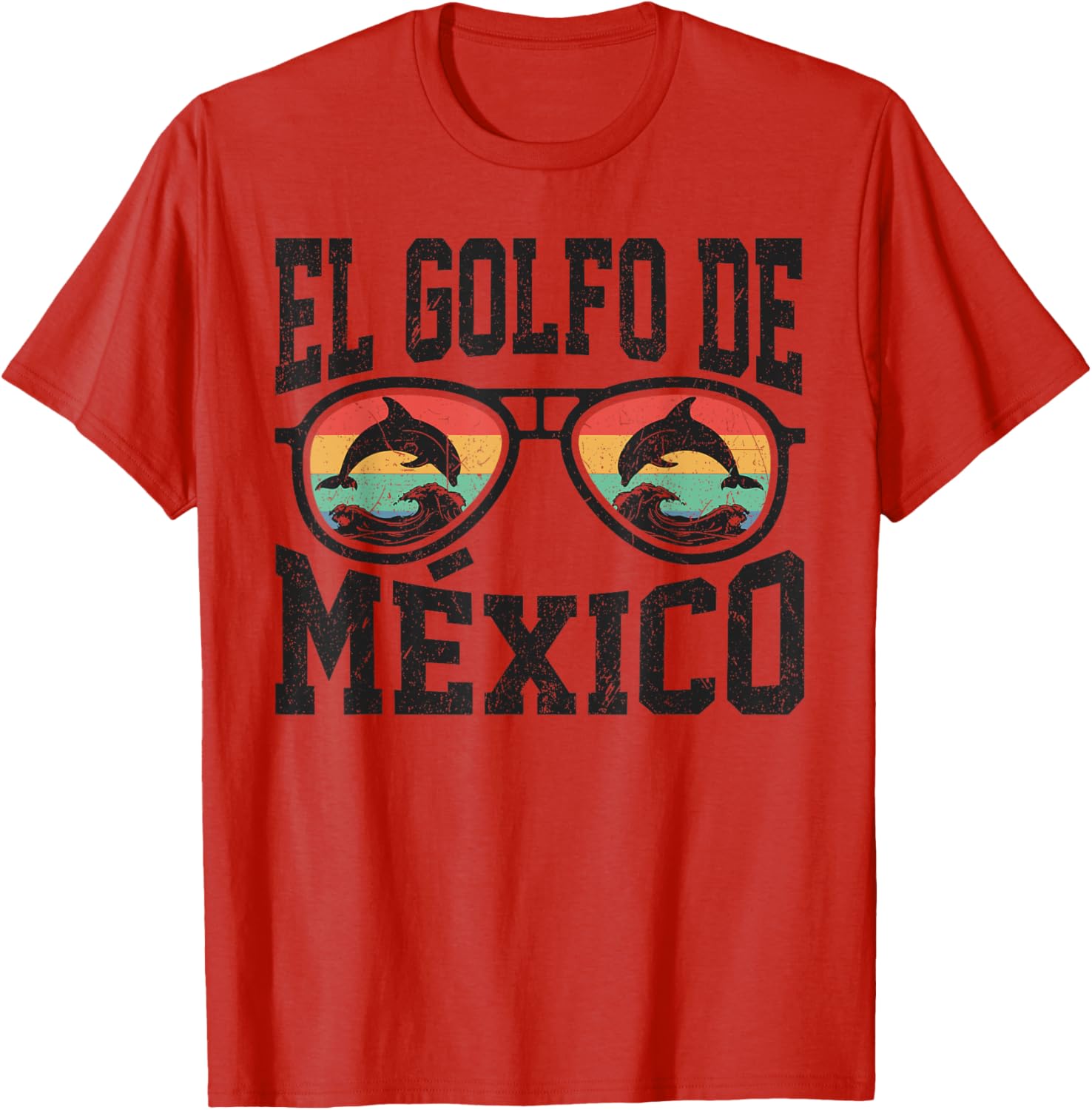 El Golfo De Mexico Dolphin Beach T-Shirt Retro Vintage Sunglasses Style - 15