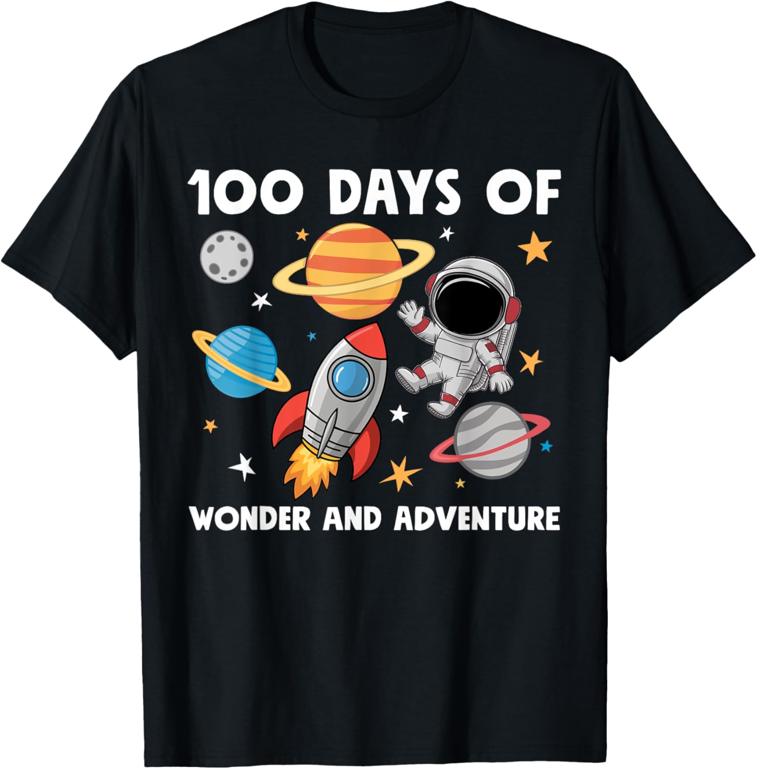 100 Days of School Astronaut T-Shirt for Boys Kids Space Theme Fun - 8