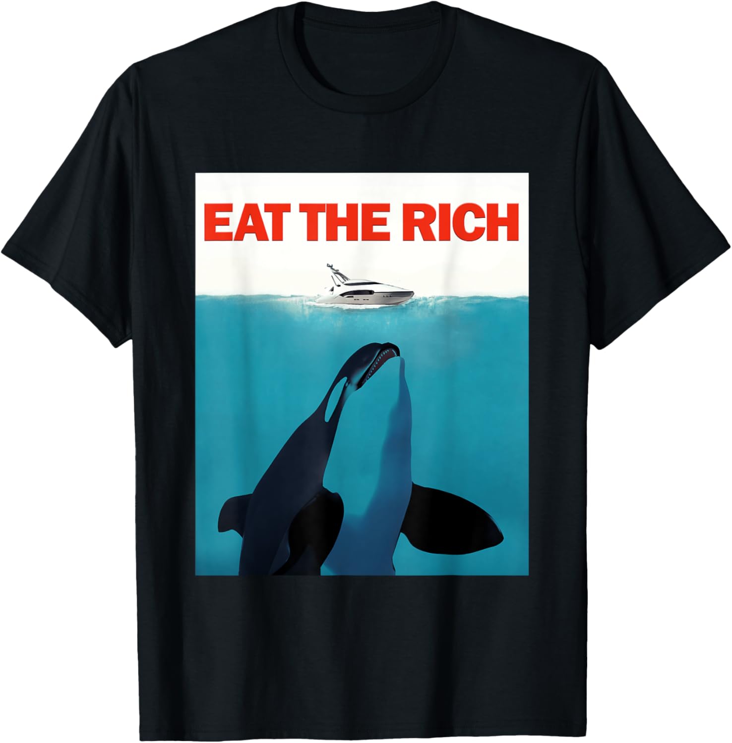 Funny Eat The Rich Orca Paws Meme T-Shirt for Casual Wear - 1