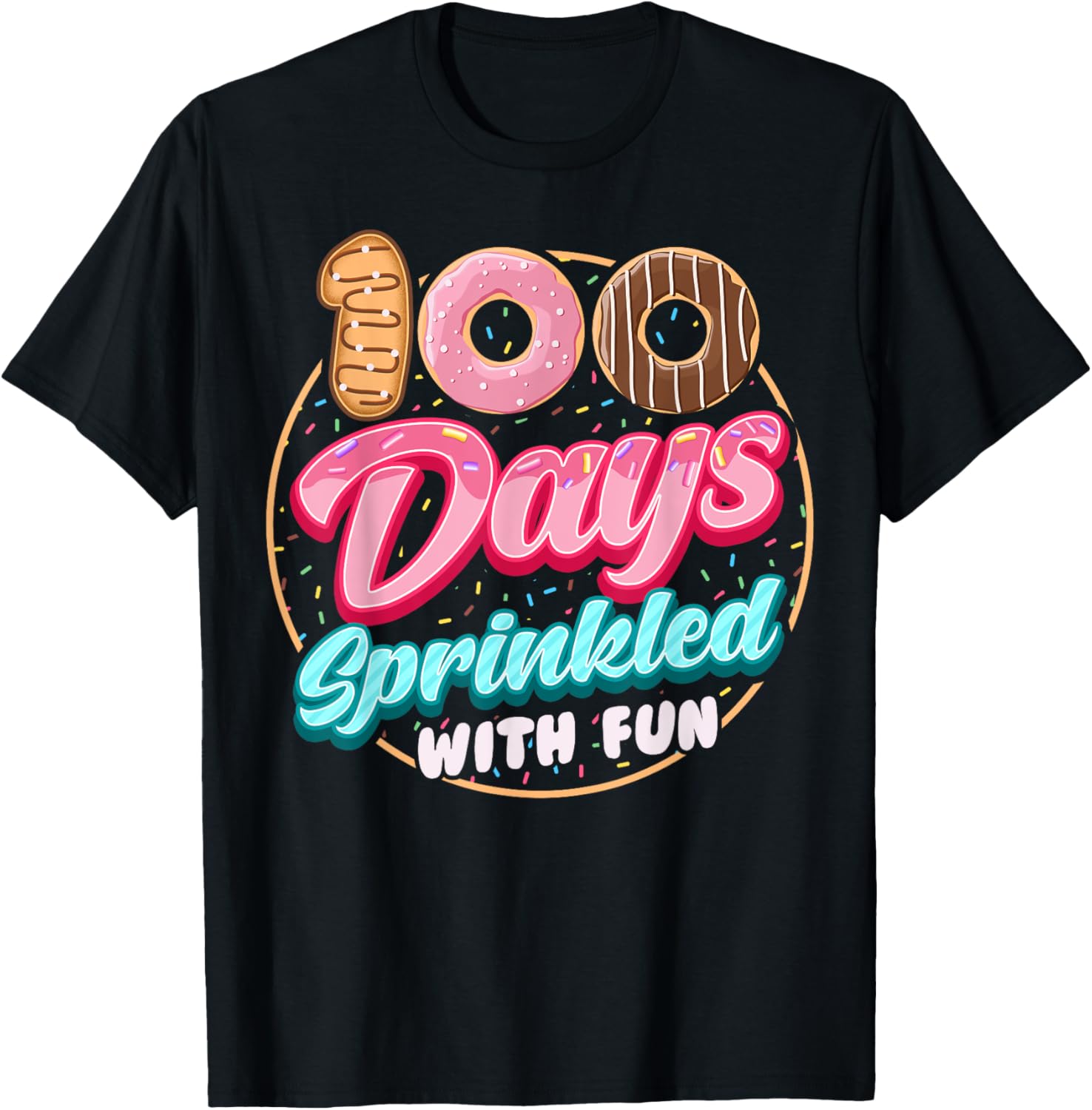 100 Days of Fun Donuts Girls T-Shirt for 100th Day of School Celebration - 12