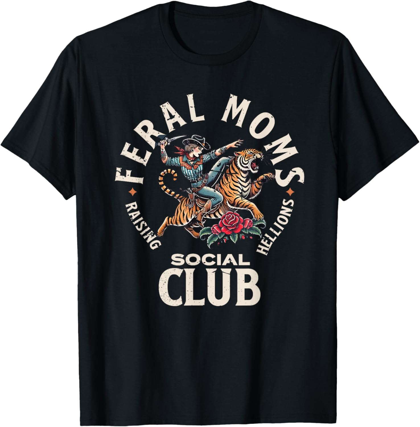 Retro Funny Feral Moms Social Club T-Shirt for Sarcastic Mothers - 18