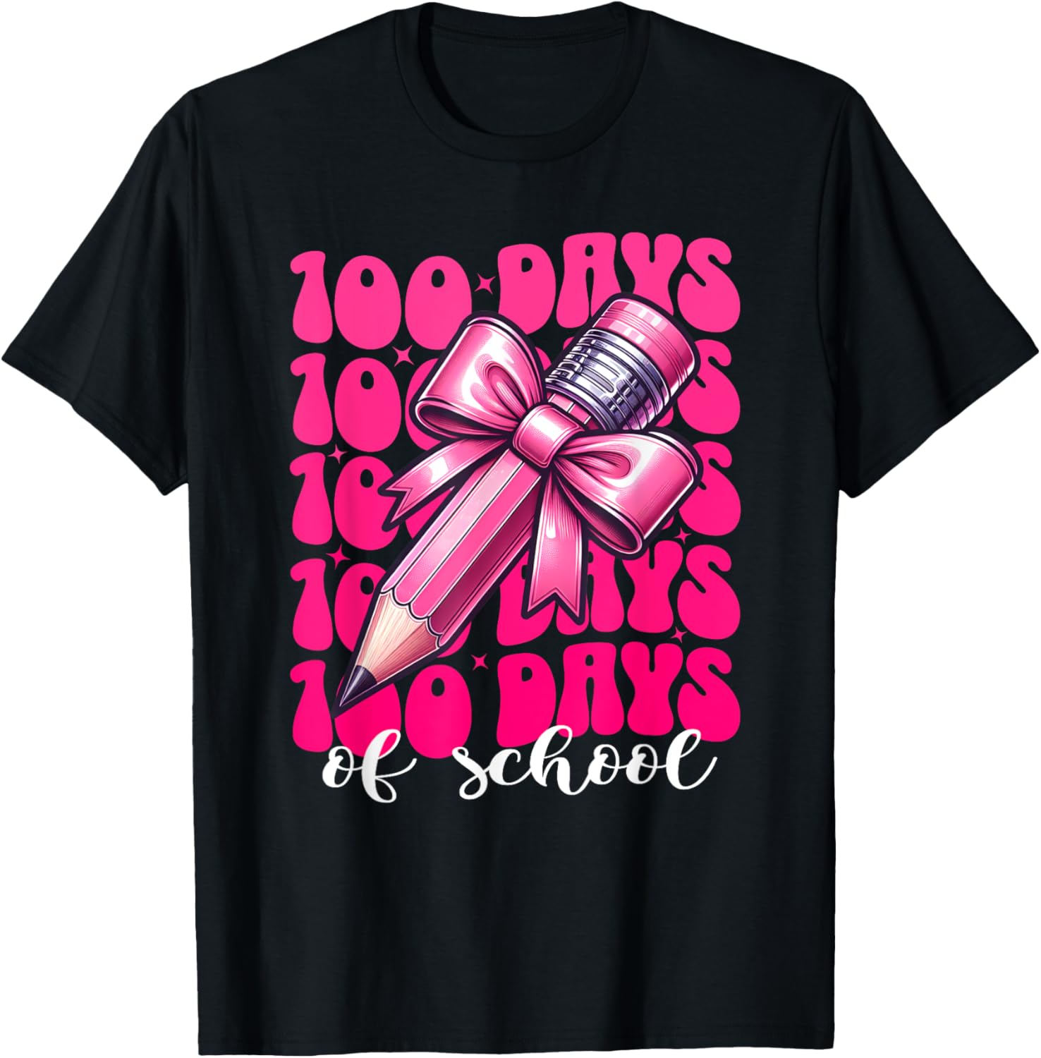 100th Day of School Girls Coquette Bow T-Shirt for Fun Celebration - 11
