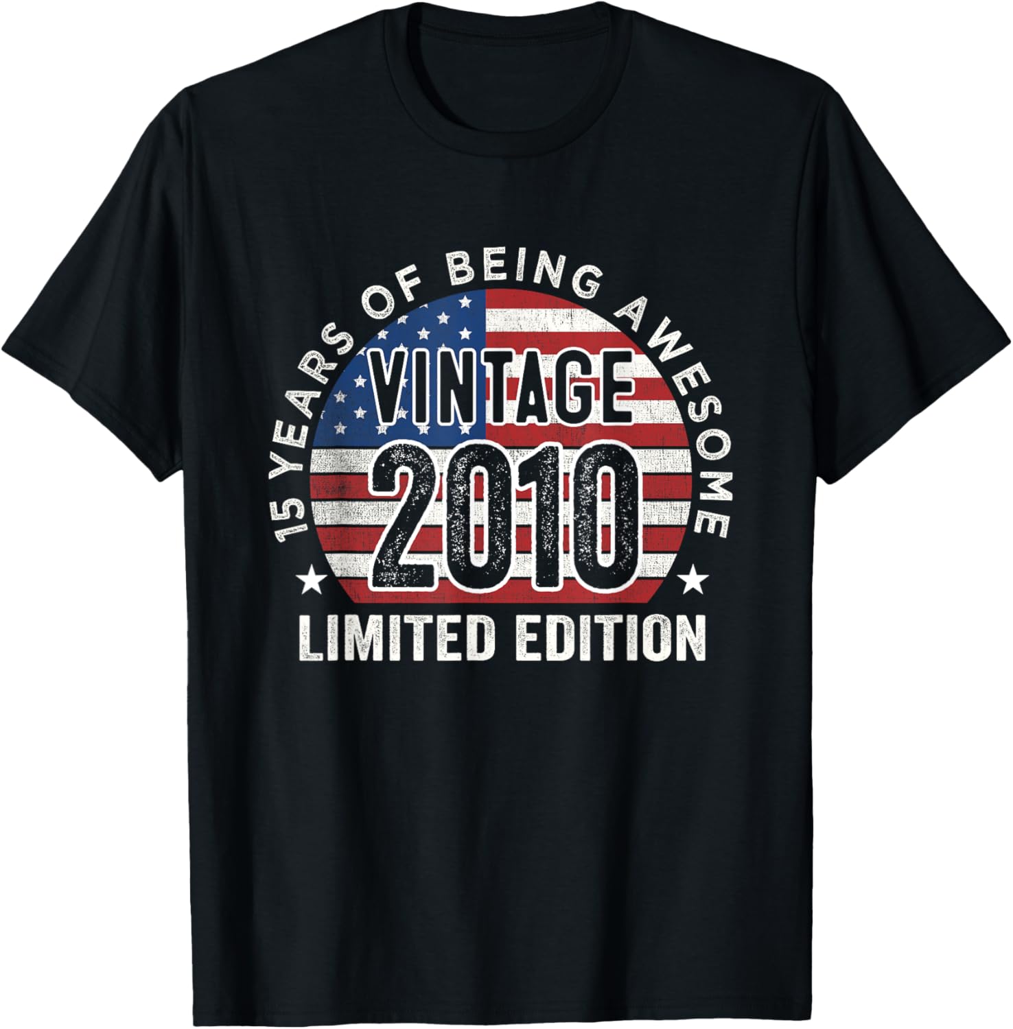 Vintage 2010 USA Flag T-Shirt for 15th Birthday Gifts for Men - 14