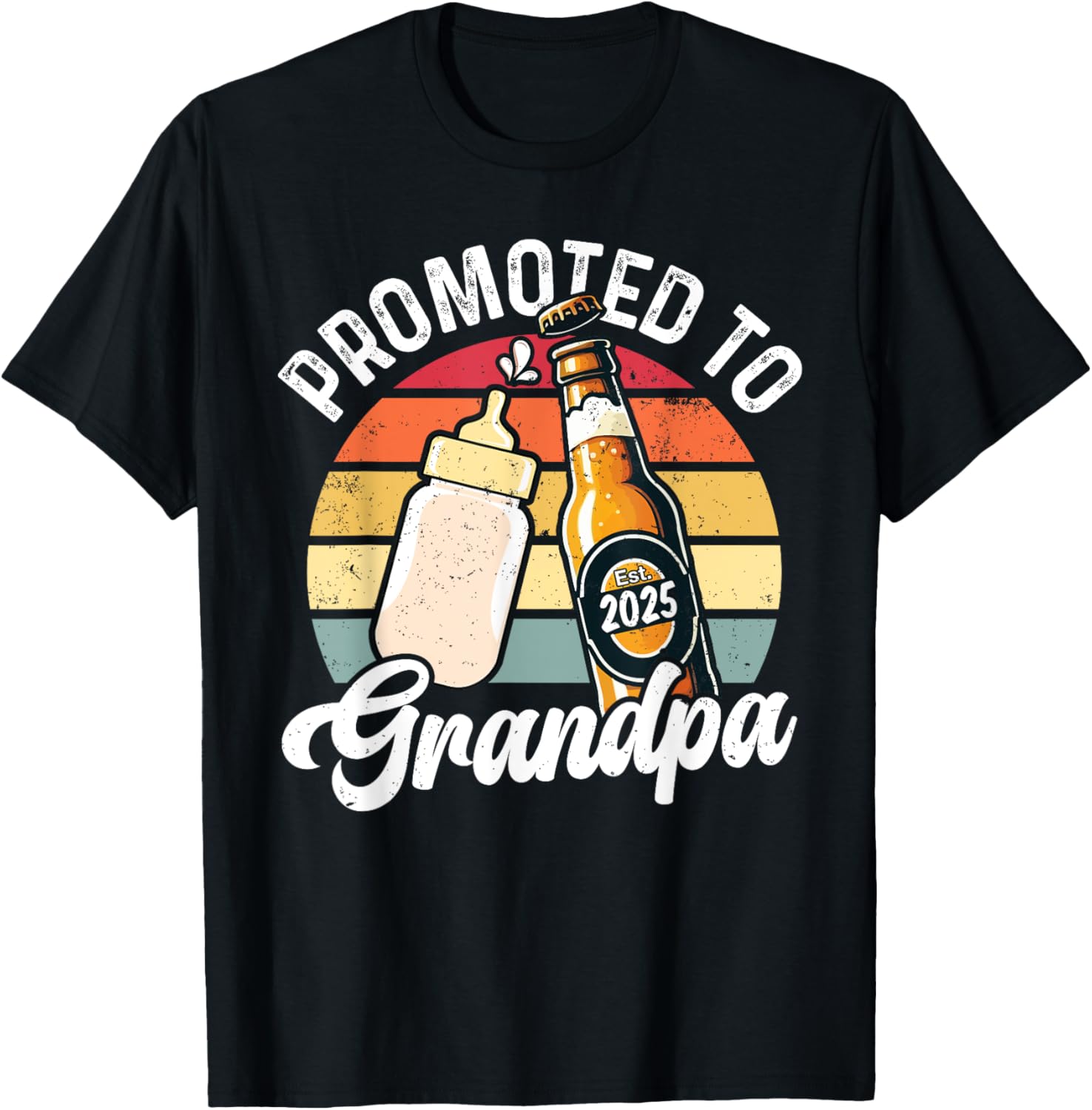 Funny Promoted to Grandpa 2025 T-Shirt for New Dads on Father's Day - 1