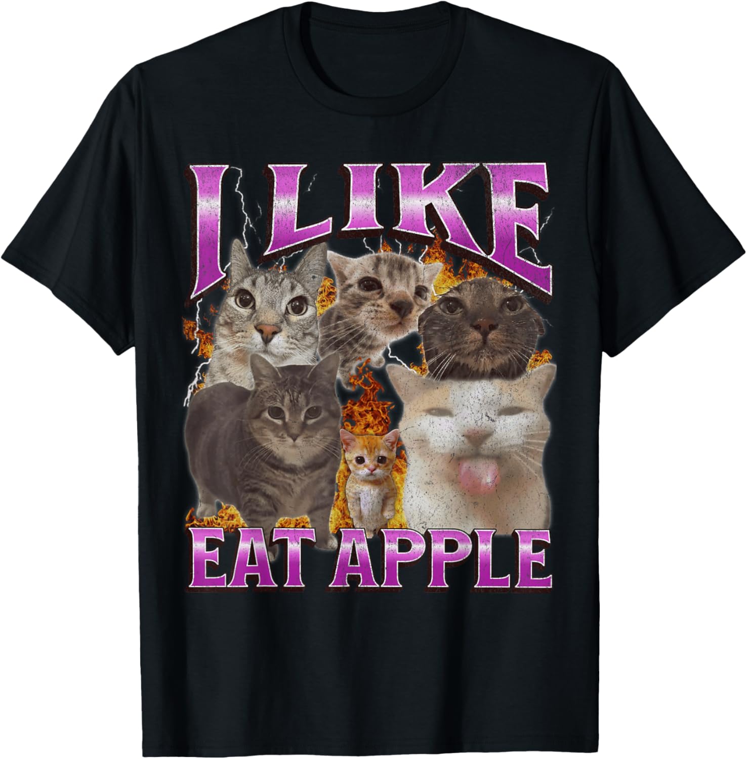 Funny Cat Meme Graphic T-Shirt I Like Eat Apples for Men and Women - 5