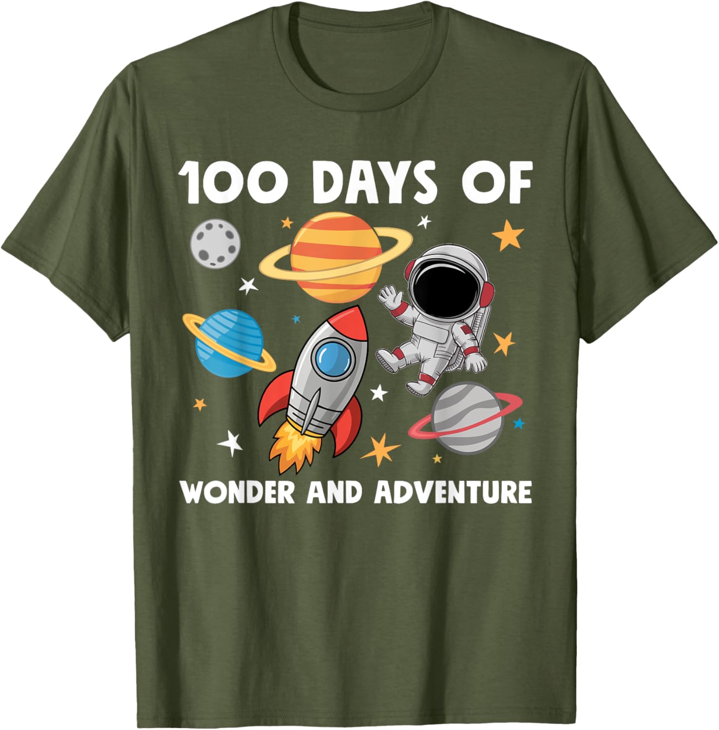 100 Days of School Astronaut T-Shirt for Boys Kids Space Theme Fun - 5