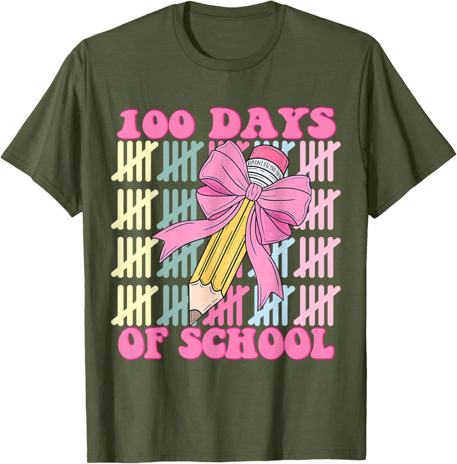 100 Days of School Girls Coquette Bow T-Shirt for Celebrating School Milestones - 1