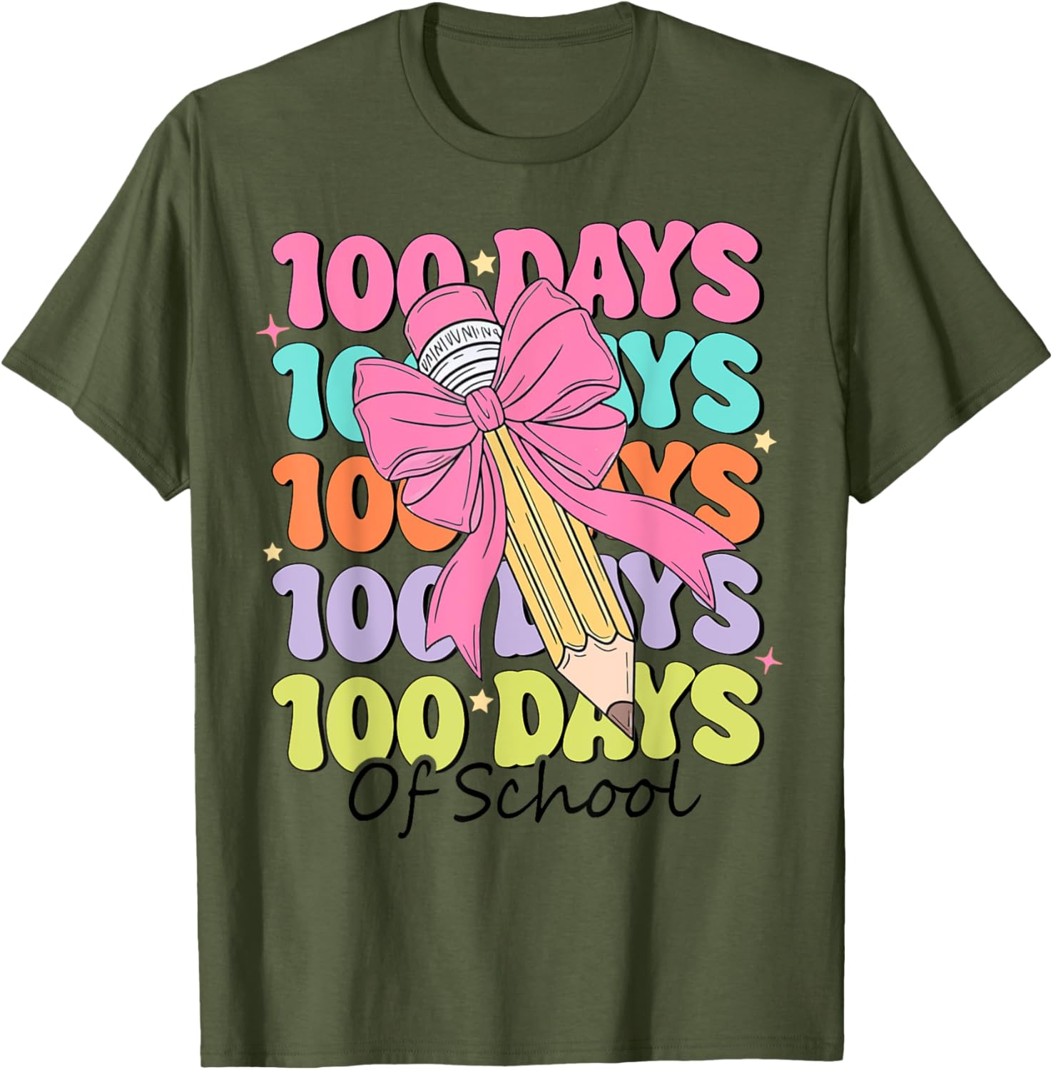 100 Days of School Teacher Coquette Bow T-Shirt for Fun Classroom Celebrations - 3