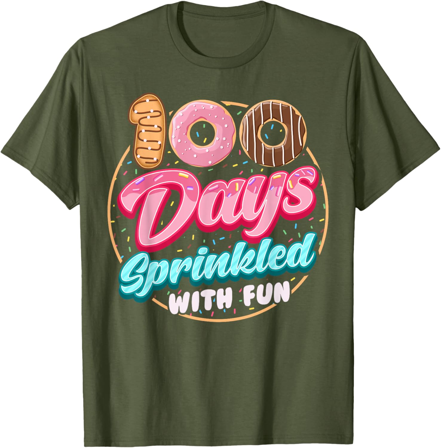 100 Days of Fun Donuts Girls T-Shirt for 100th Day of School Celebration - 24