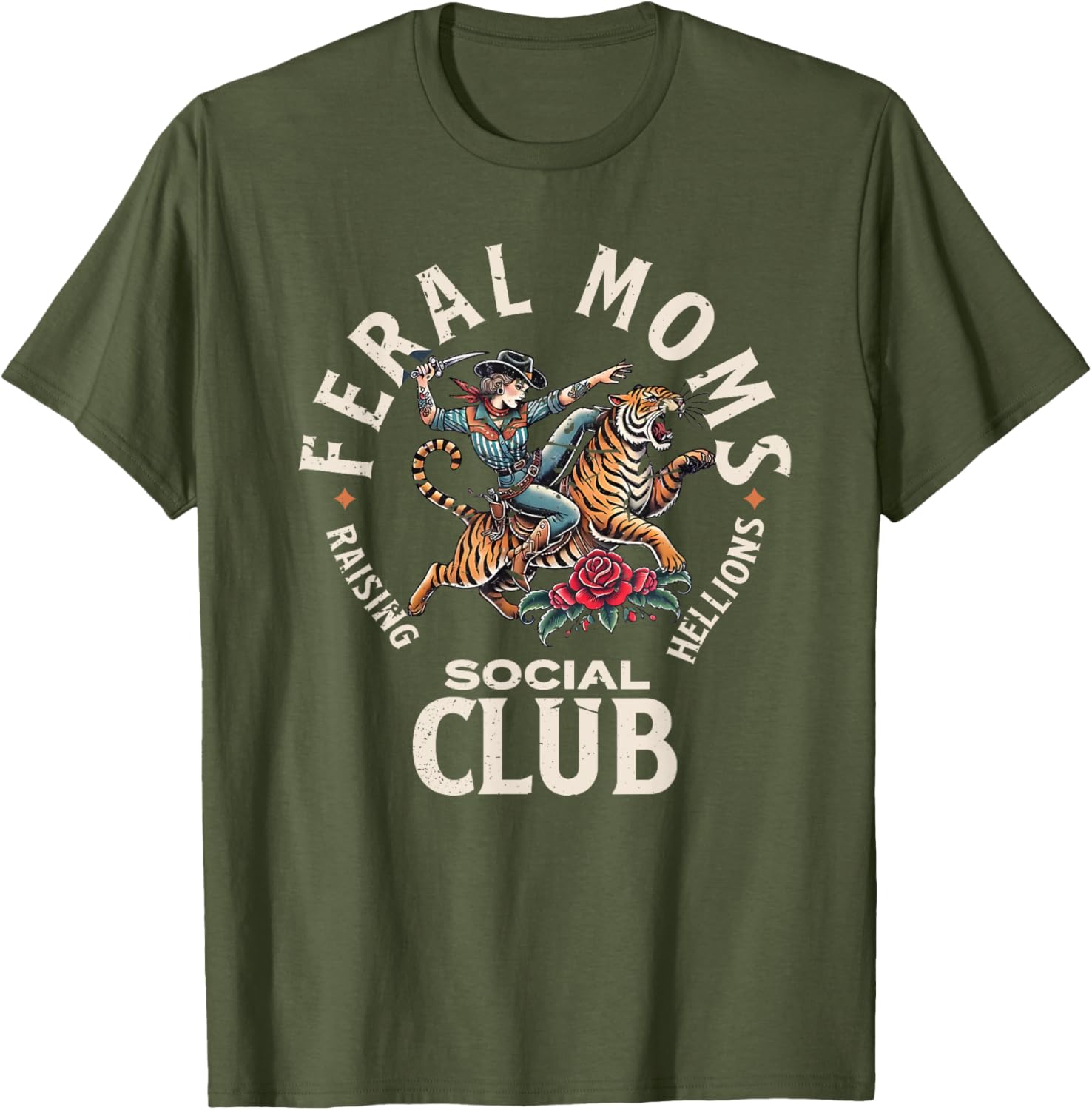 Retro Funny Feral Moms Social Club T-Shirt for Sarcastic Mothers - 13