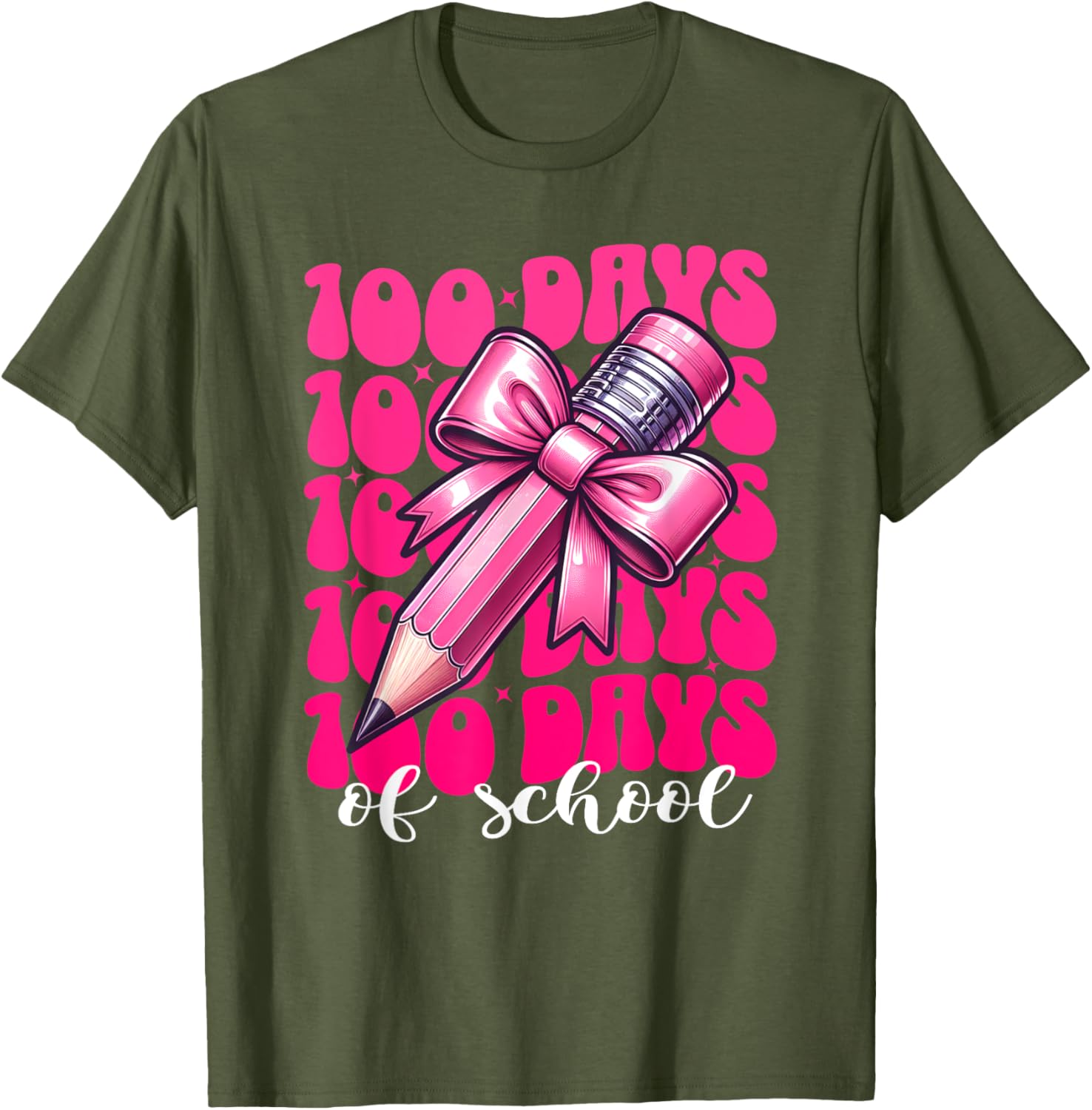 100th Day of School Girls Coquette Bow T-Shirt for Fun Celebration - 5