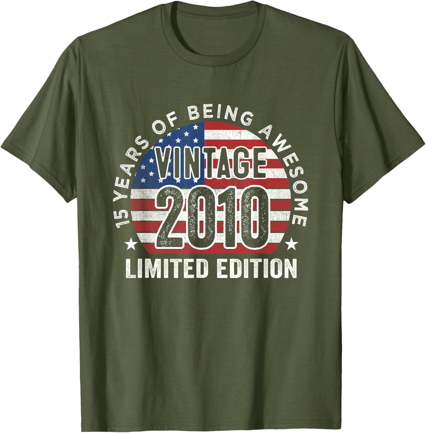 Vintage 2010 USA Flag T-Shirt for 15th Birthday Gifts for Men - 13