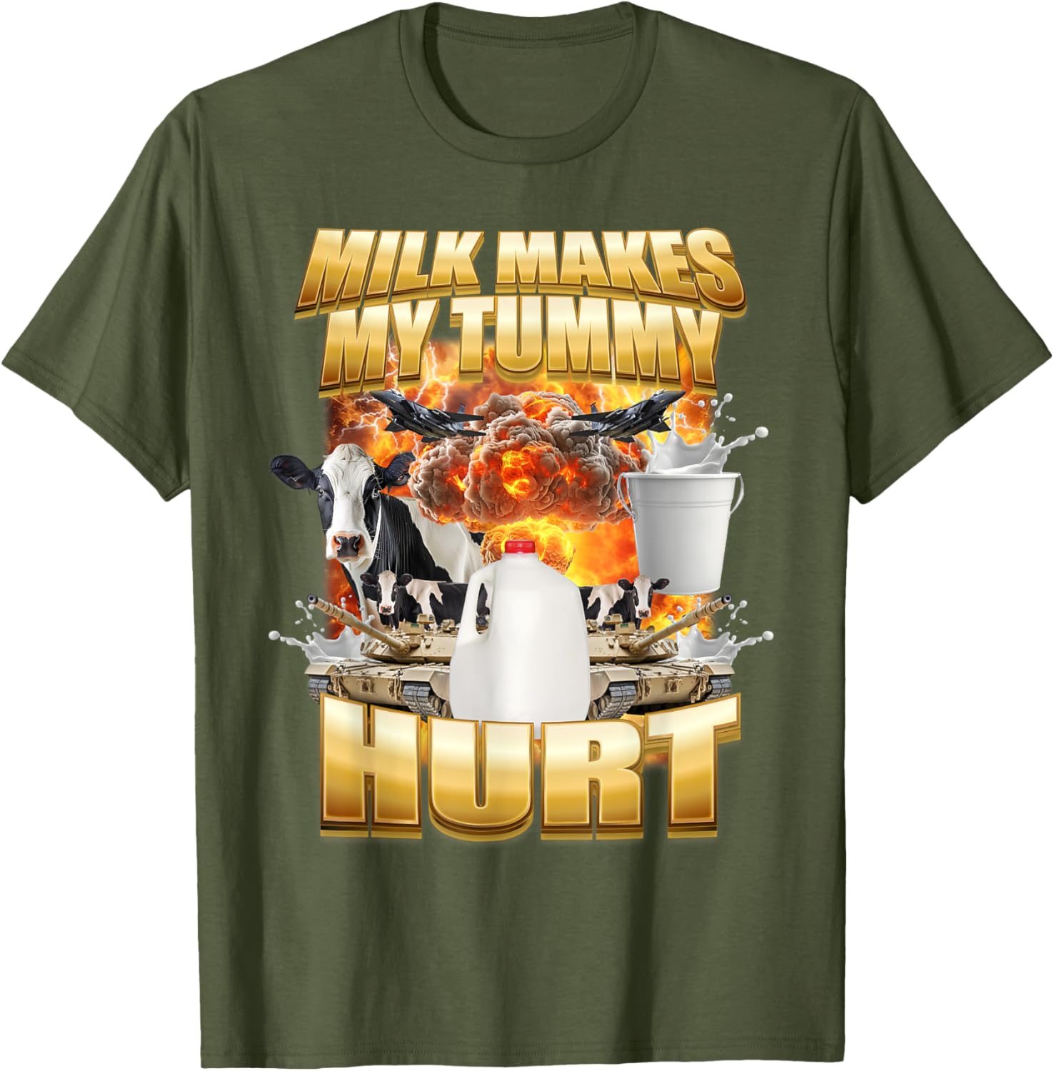 Funny Cow Meme T-Shirt for Milk Lovers - Tummy Hurt Humor Shirt - 11
