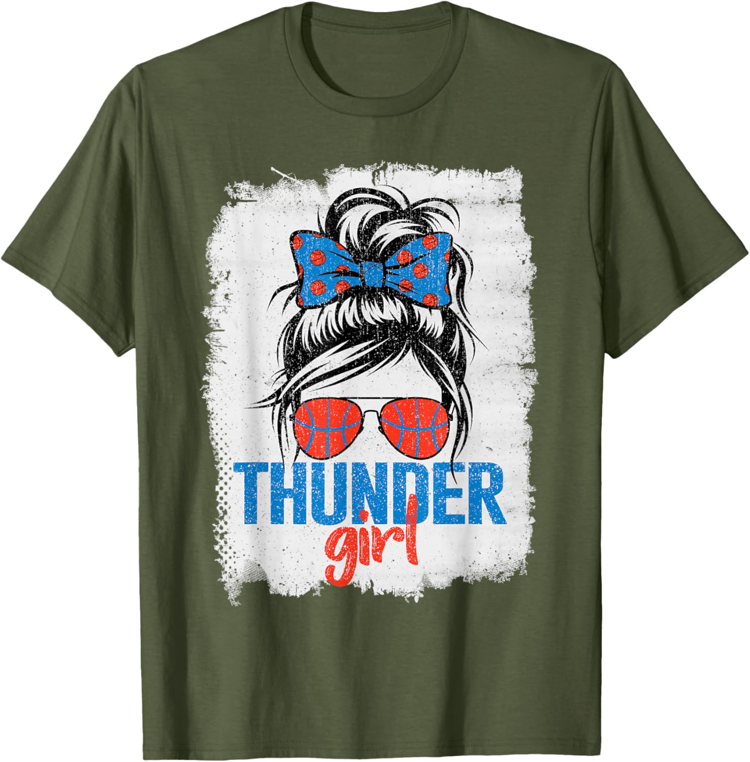 Vintage Thunder Girl Messy Bun T-Shirt for Retro Sports Fans - 1