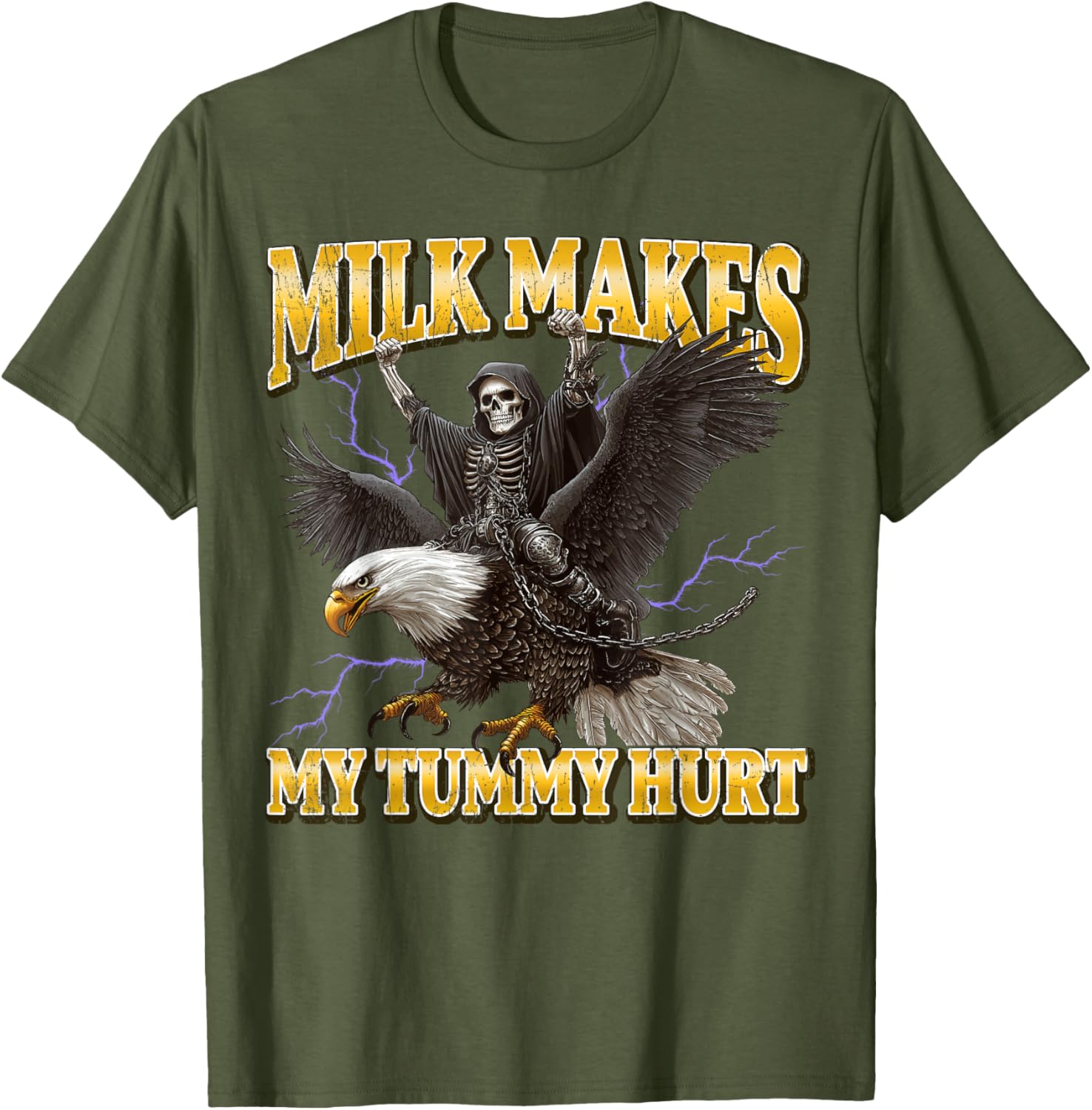 Funny Milk Tummy Hurt Skeleton Meme T-Shirt for Comfortable Style - 1