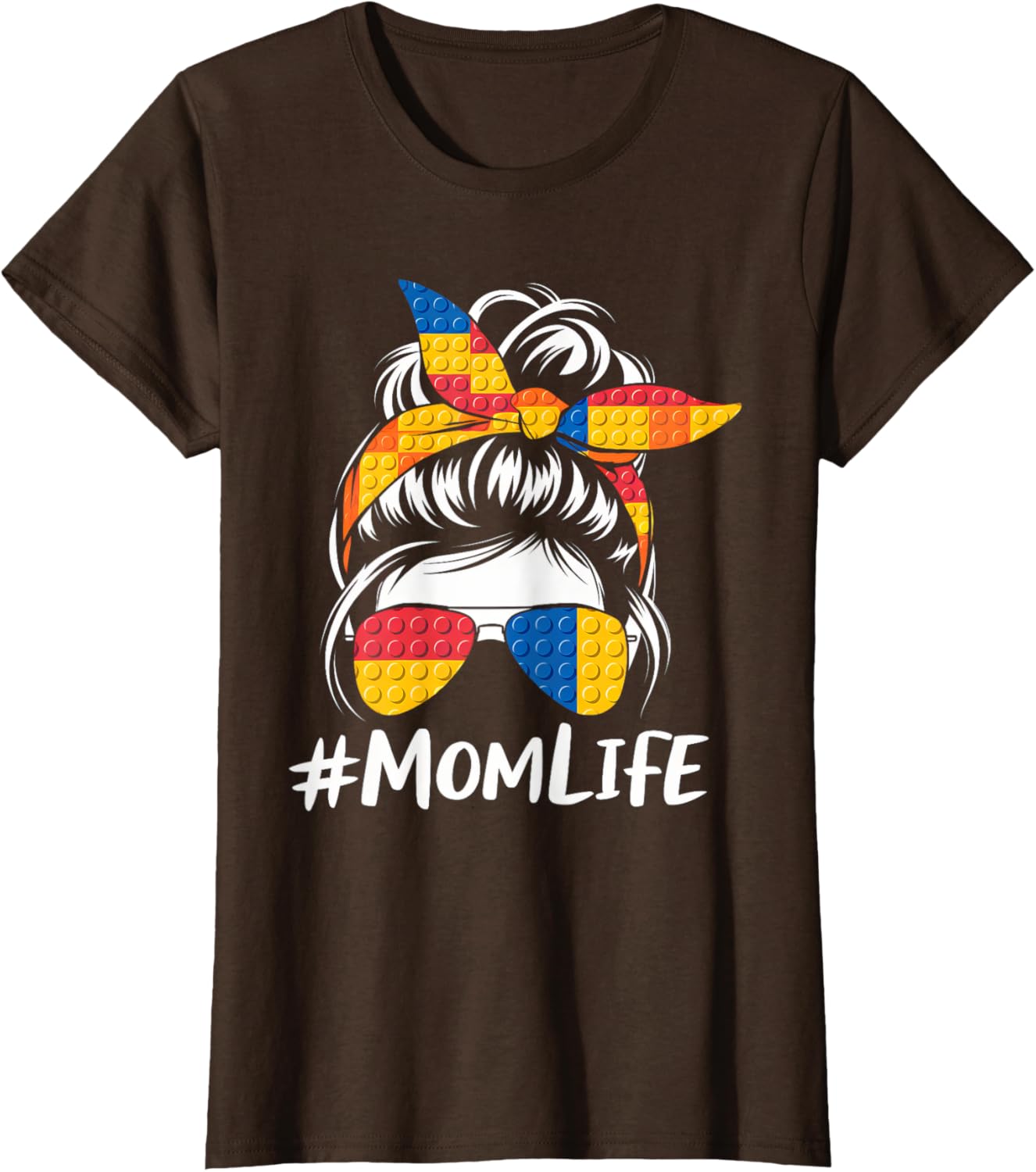 Messy Bun Mom Life T-Shirt for Master Builders - Perfect Mothers Day Gift - 4