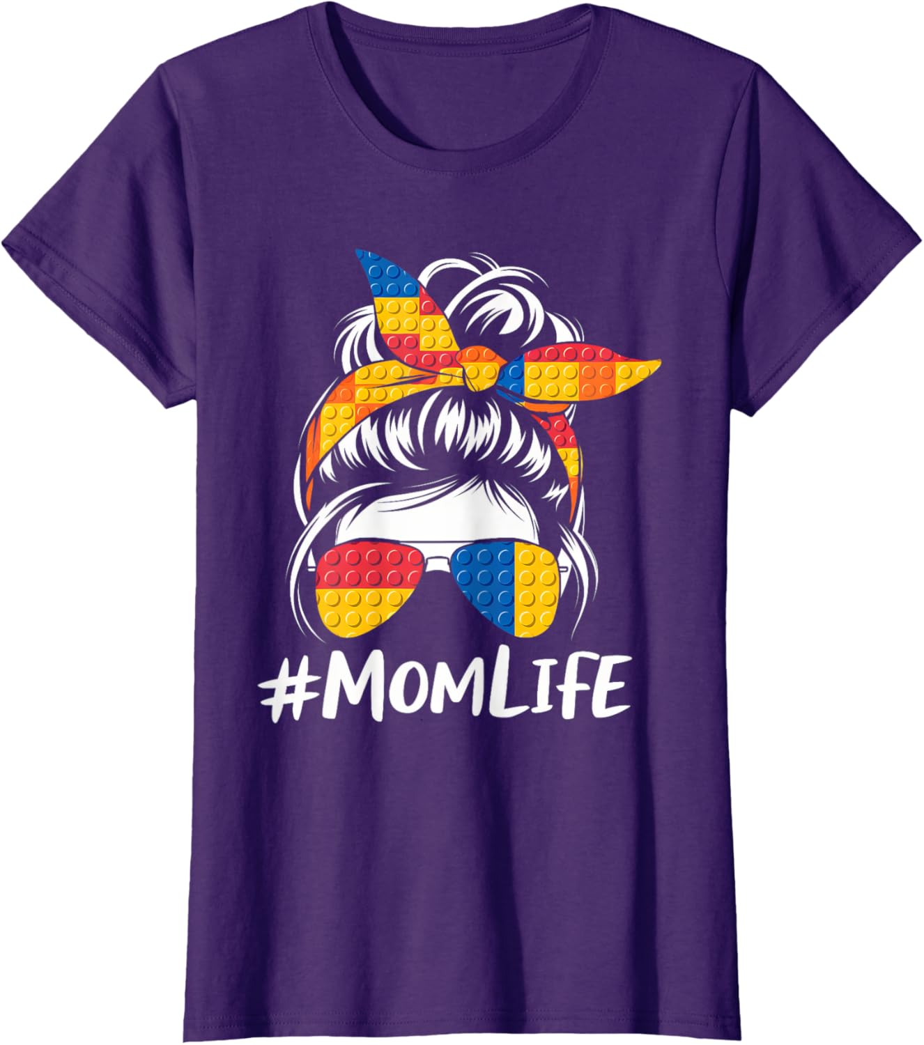 Messy Bun Mom Life T-Shirt for Master Builders - Perfect Mothers Day Gift - 12