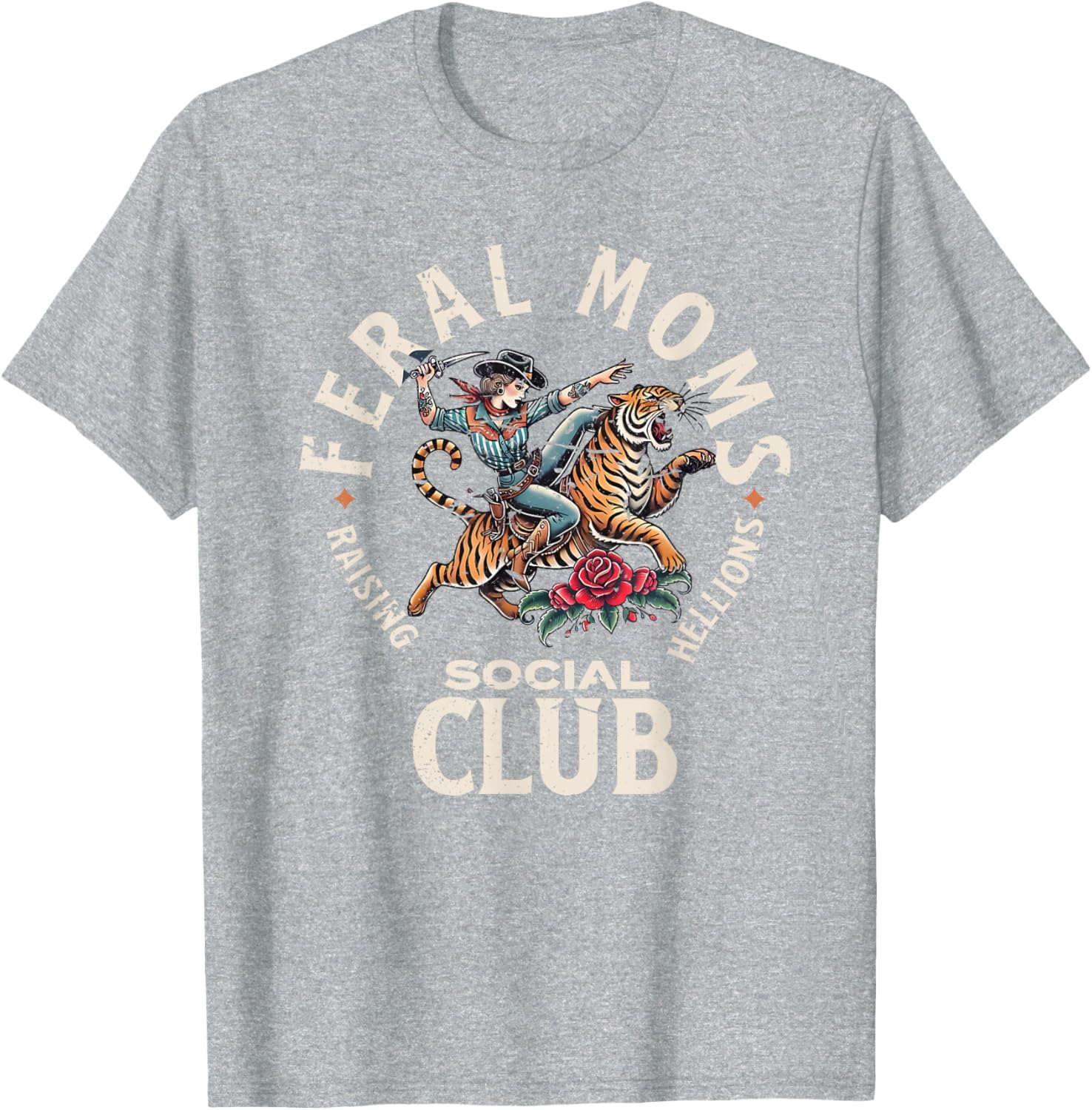 Retro Funny Feral Moms Social Club T-Shirt for Sarcastic Mothers - 8