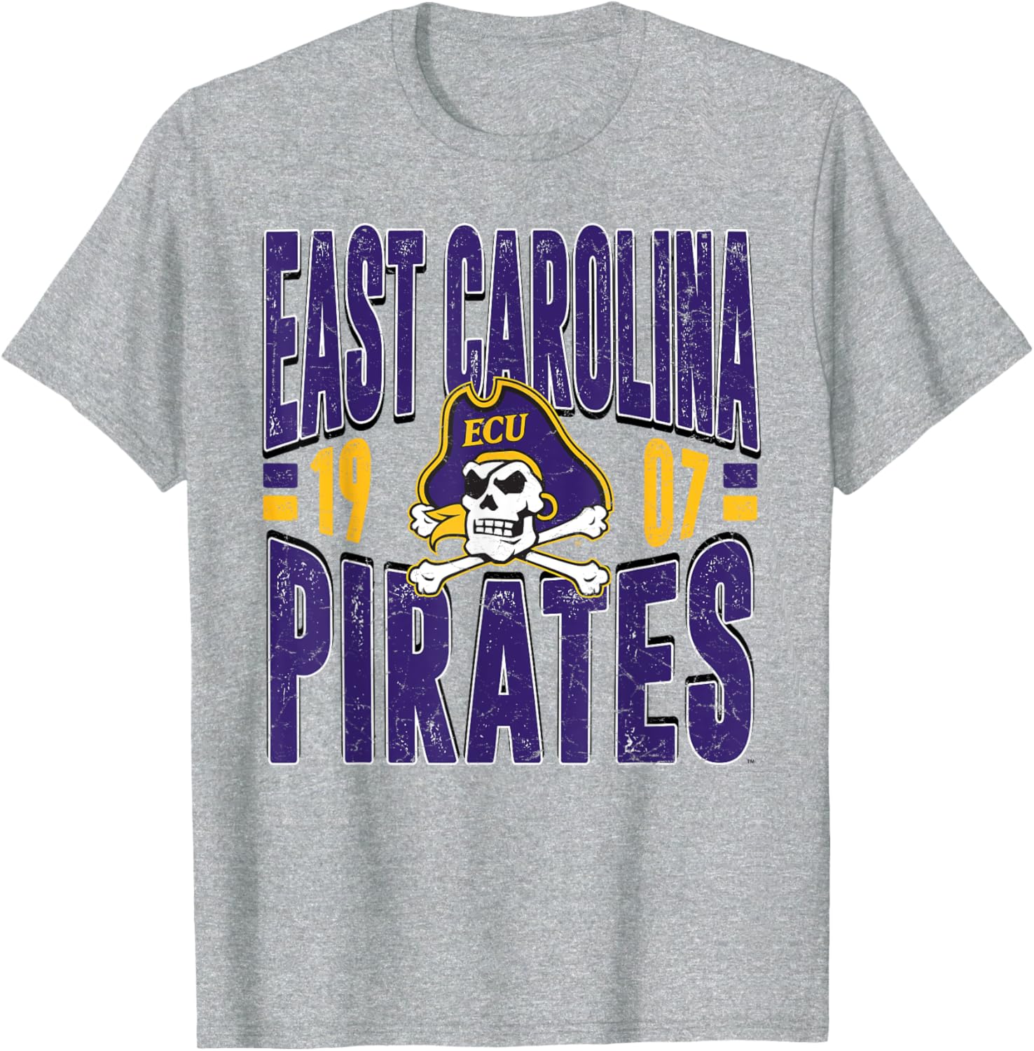 East Carolina Pirates Vintage 90s Retro Gray T-Shirt for Sports Fans - 1