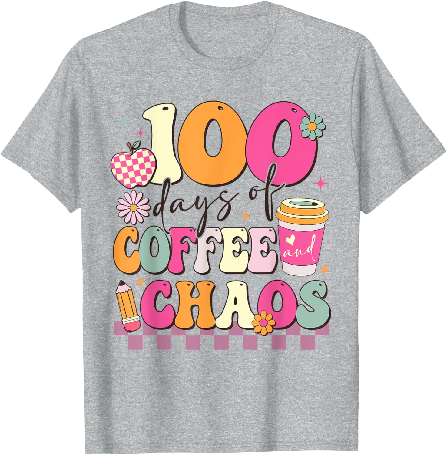 100 Days of Coffee and Chaos 100th Day School T-Shirt for Kids - 13