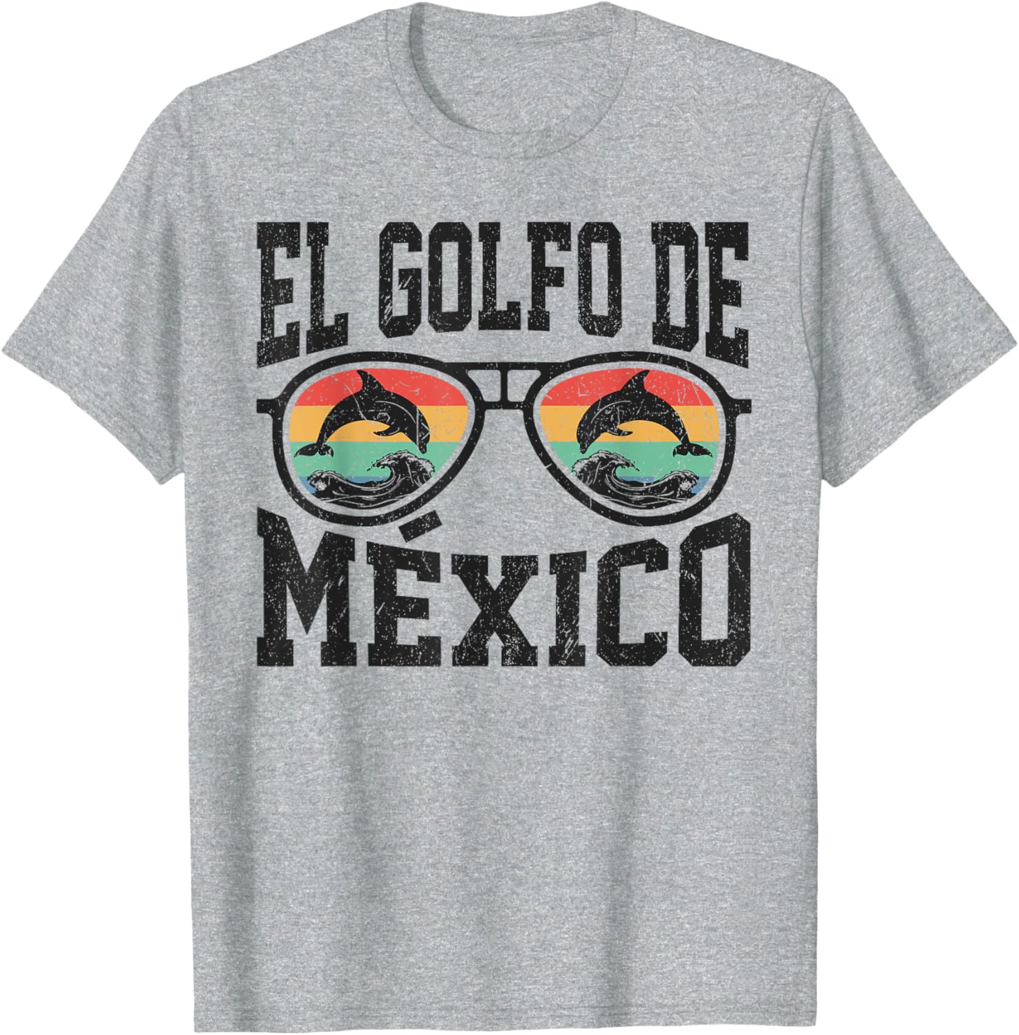 El Golfo De Mexico Dolphin Beach T-Shirt Retro Vintage Sunglasses Style - 5