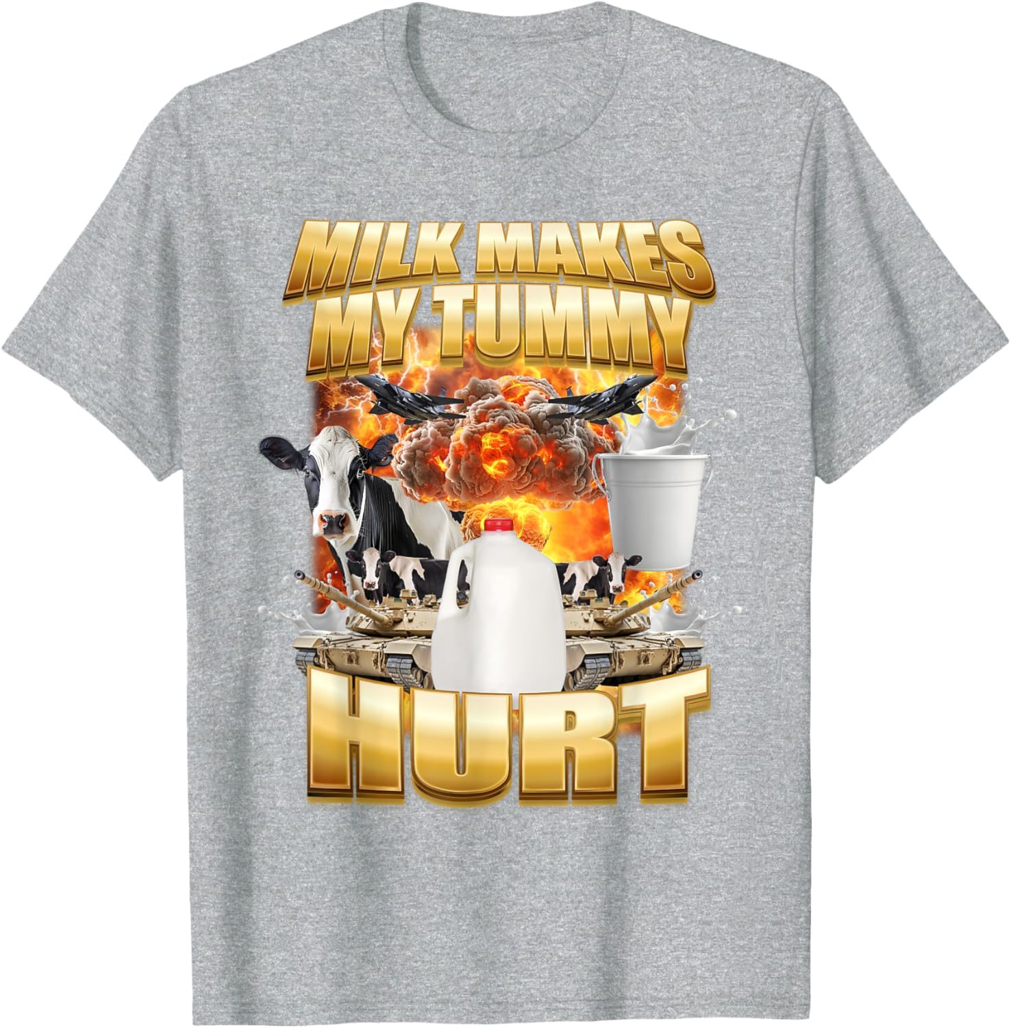 Funny Cow Meme T-Shirt for Milk Lovers - Tummy Hurt Humor Shirt - 6