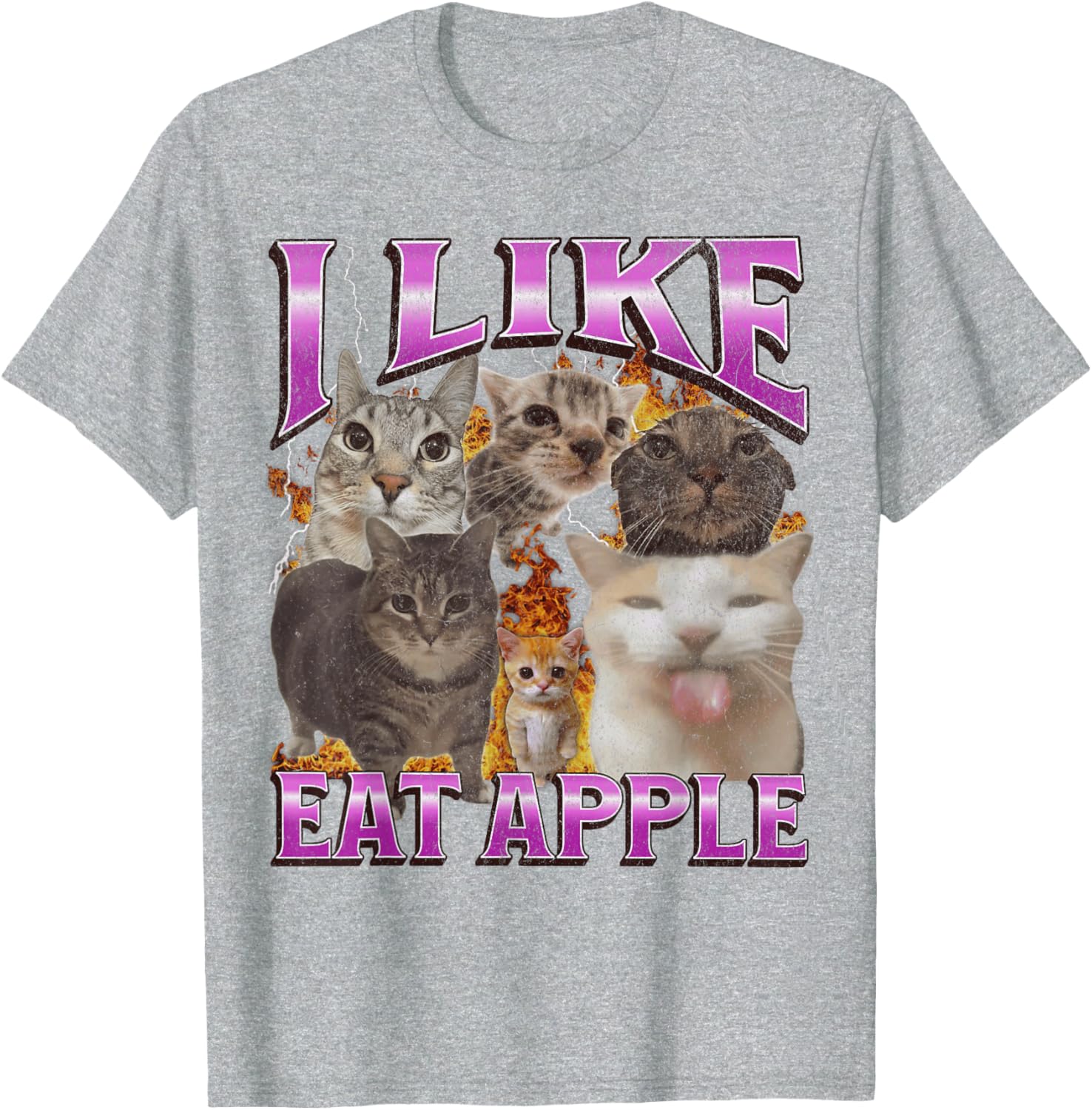 Funny Cat Meme Graphic T-Shirt I Like Eat Apples for Men and Women - 28